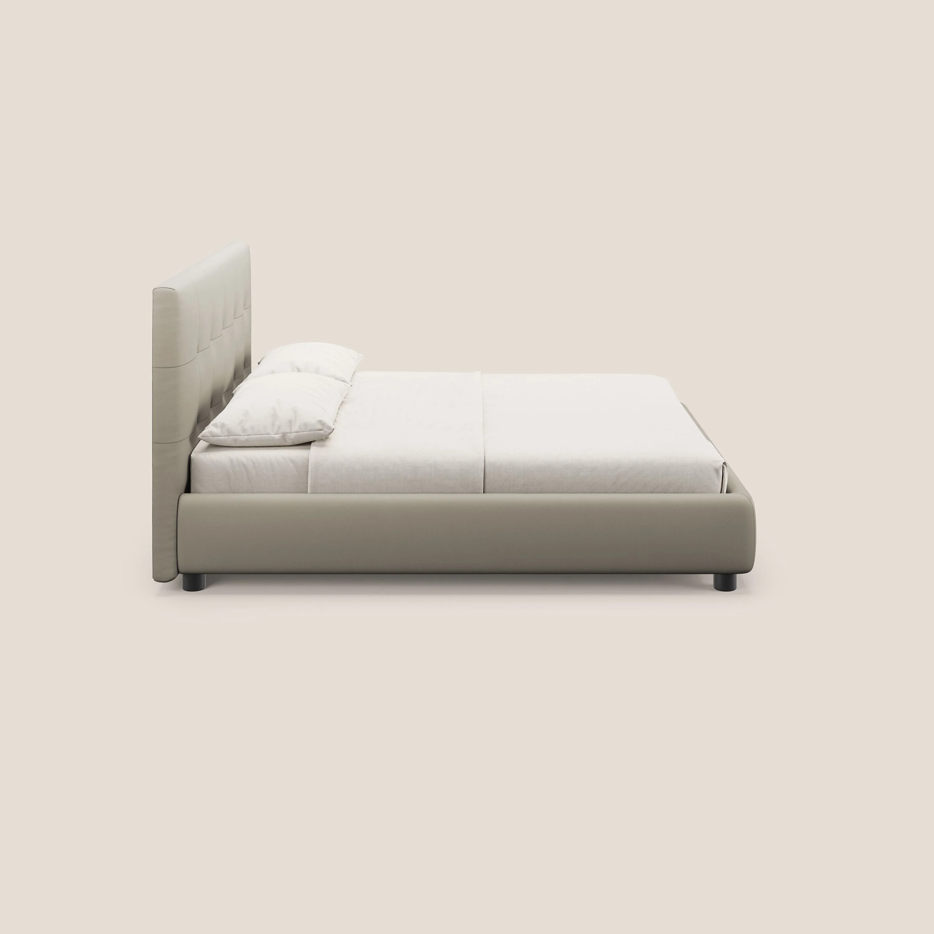 Minato lit coffre avec tête de lit capitonnée en similicuir imperméable T04 Taupe tortora - Image 5