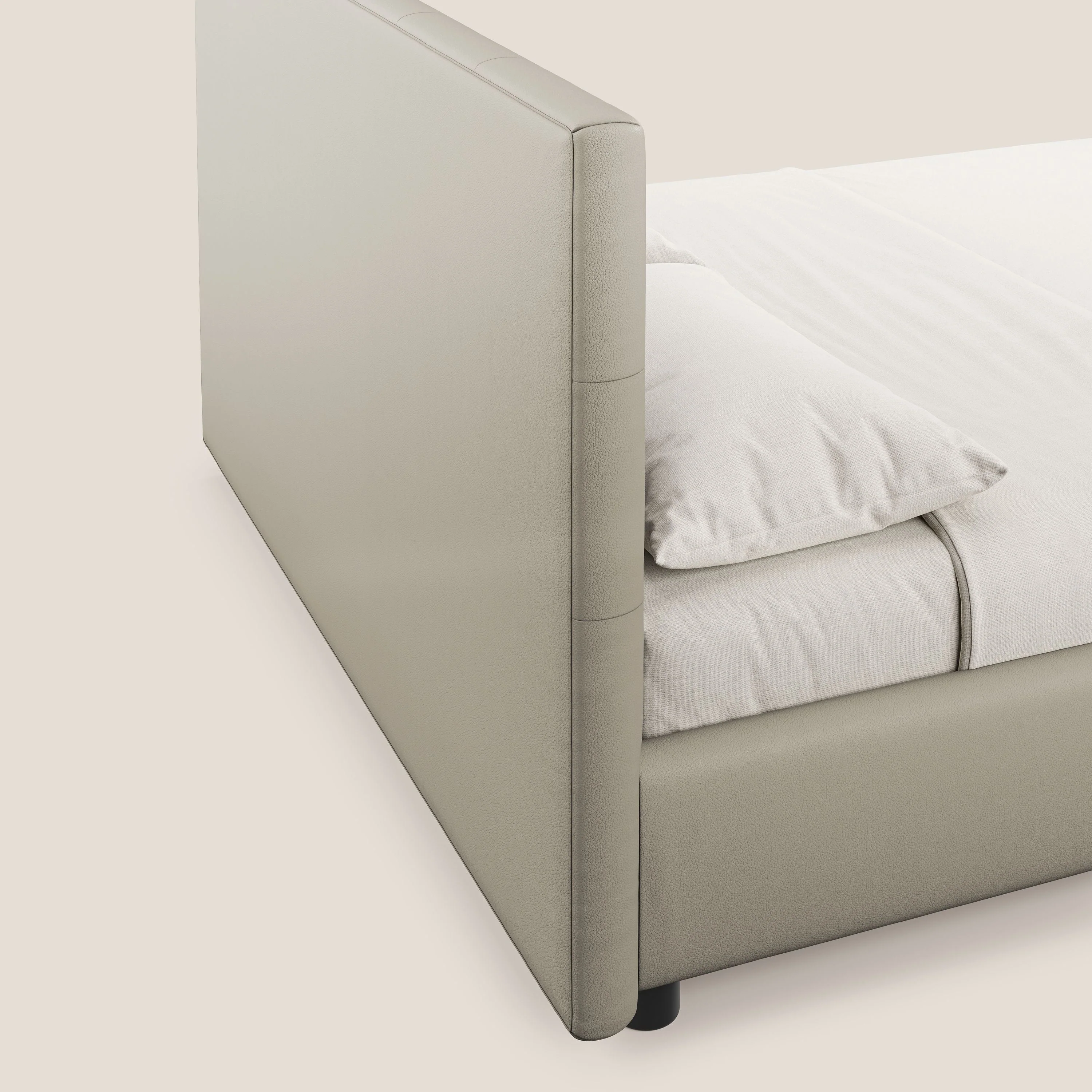 Minato lit coffre avec tête de lit capitonnée en similicuir imperméable T04 Taupe tortora - Image 8