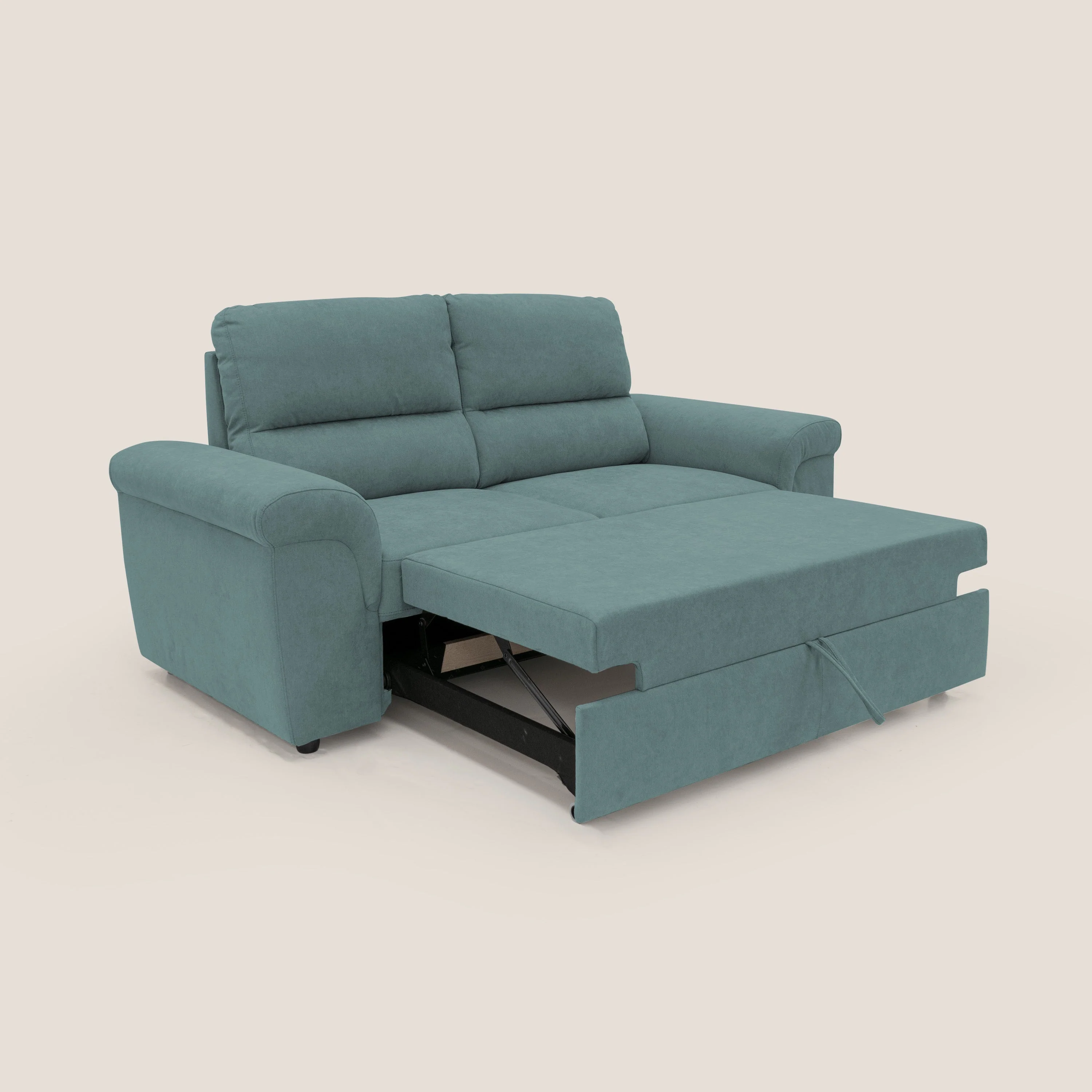 Minerva canapé linéaire avec pouf extractible en tissu doux imperméable T02 bleu canard - Image 2