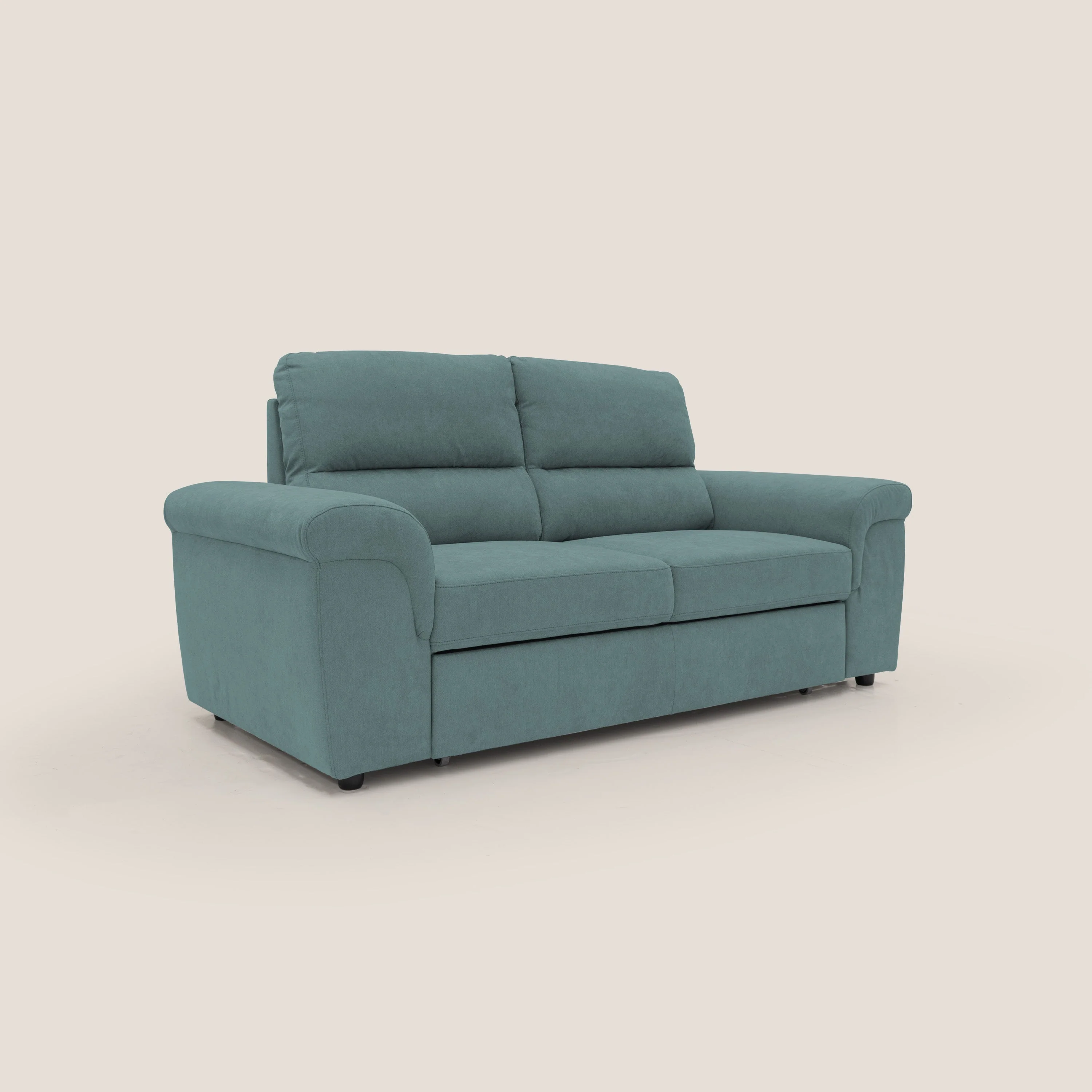 Minerva canapé linéaire avec pouf extractible en tissu doux imperméable T02 bleu canard - Image 3