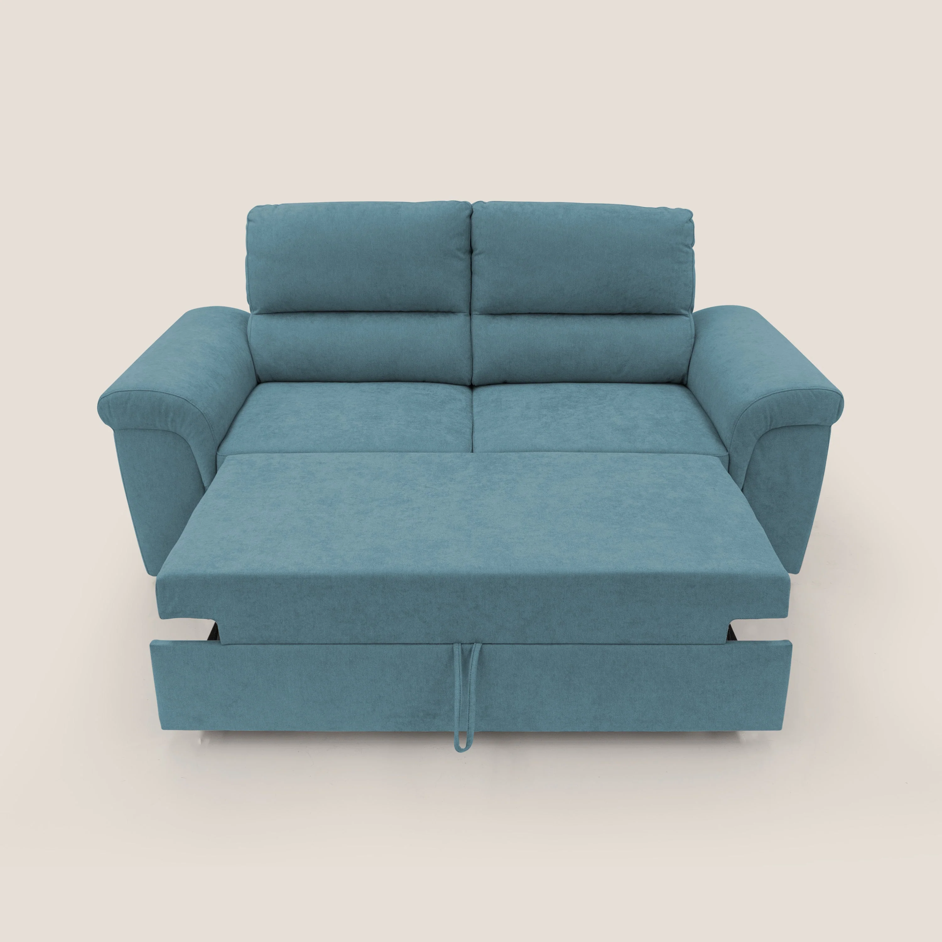 Minerva canapé linéaire avec pouf extractible en tissu doux imperméable T02 bleu ciel - Image 9