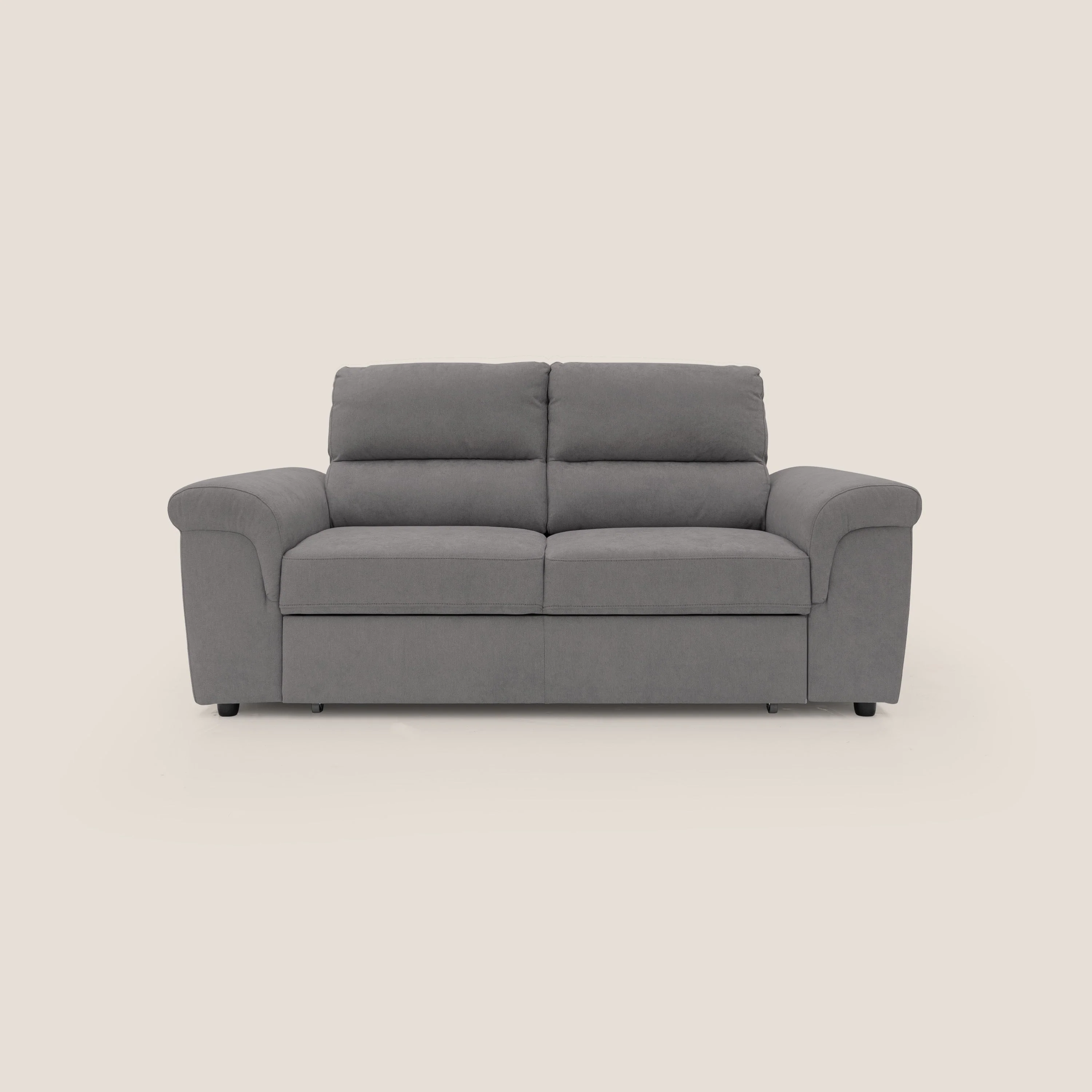 Minerva canapé linéaire avec pouf extractible en tissu doux imperméable T02 gris