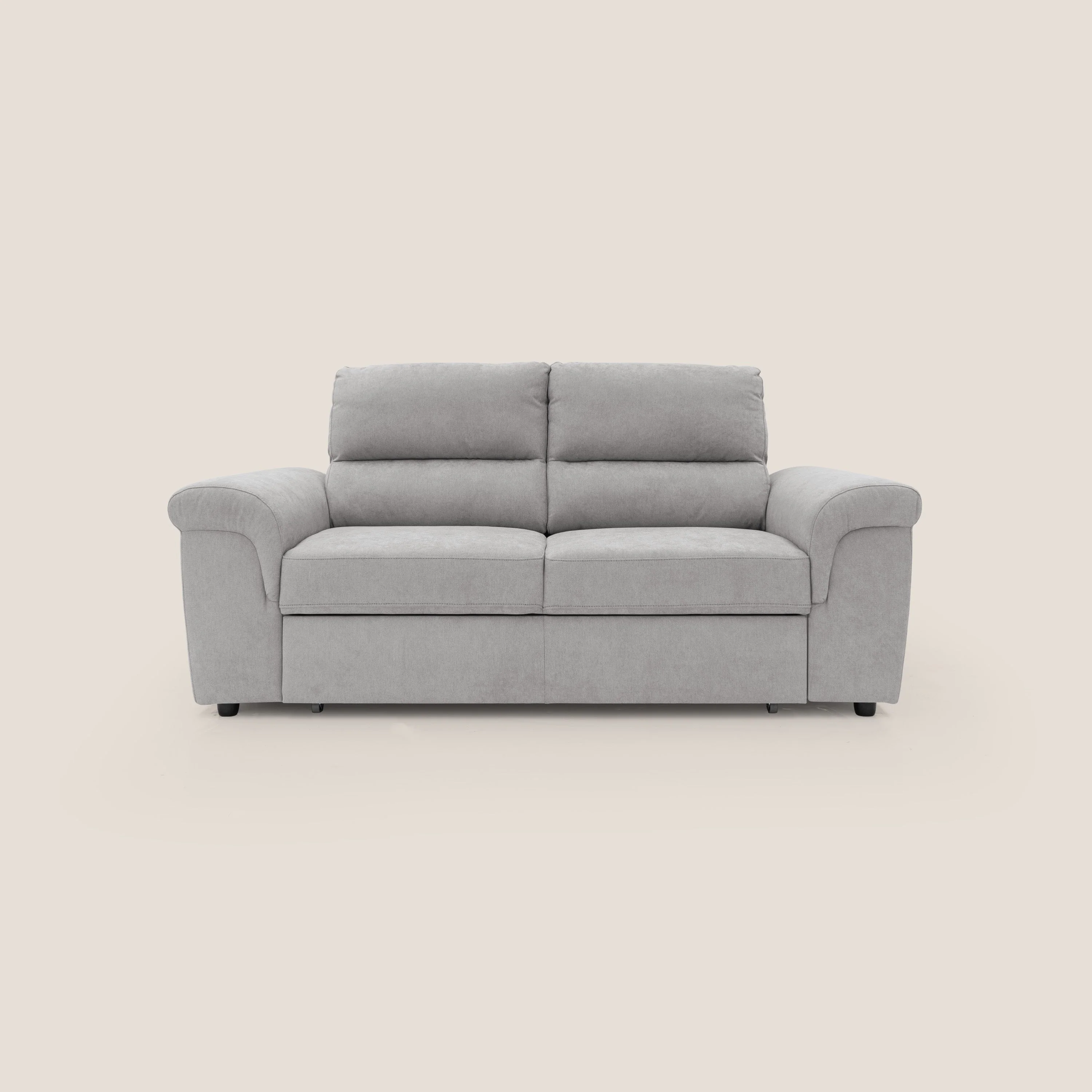 Minerva canapé linéaire avec pouf extractible en tissu doux imperméable T02 gris clair