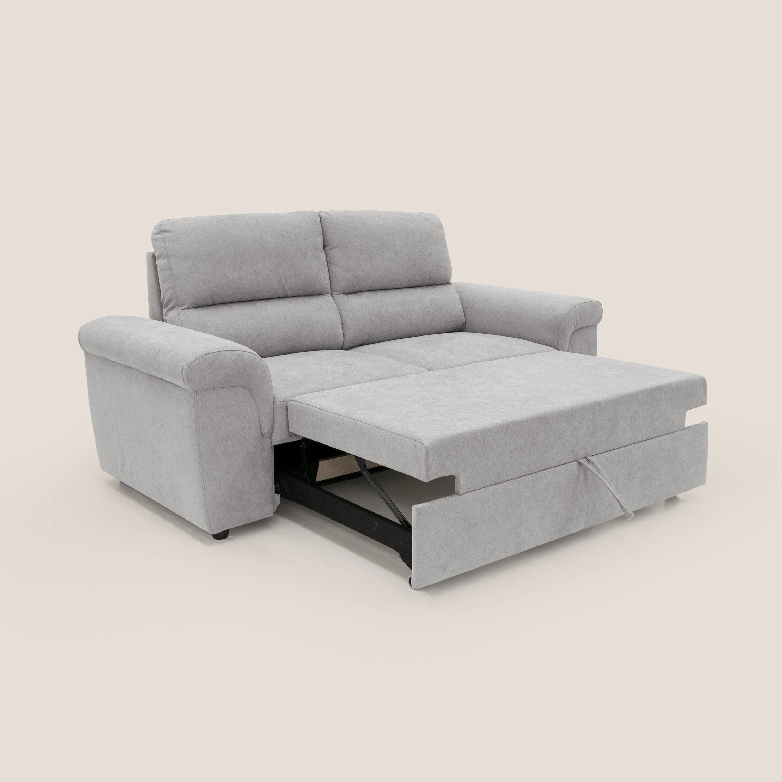 Minerva canapé linéaire avec pouf extractible en tissu doux imperméable T02 gris clair - Image 2