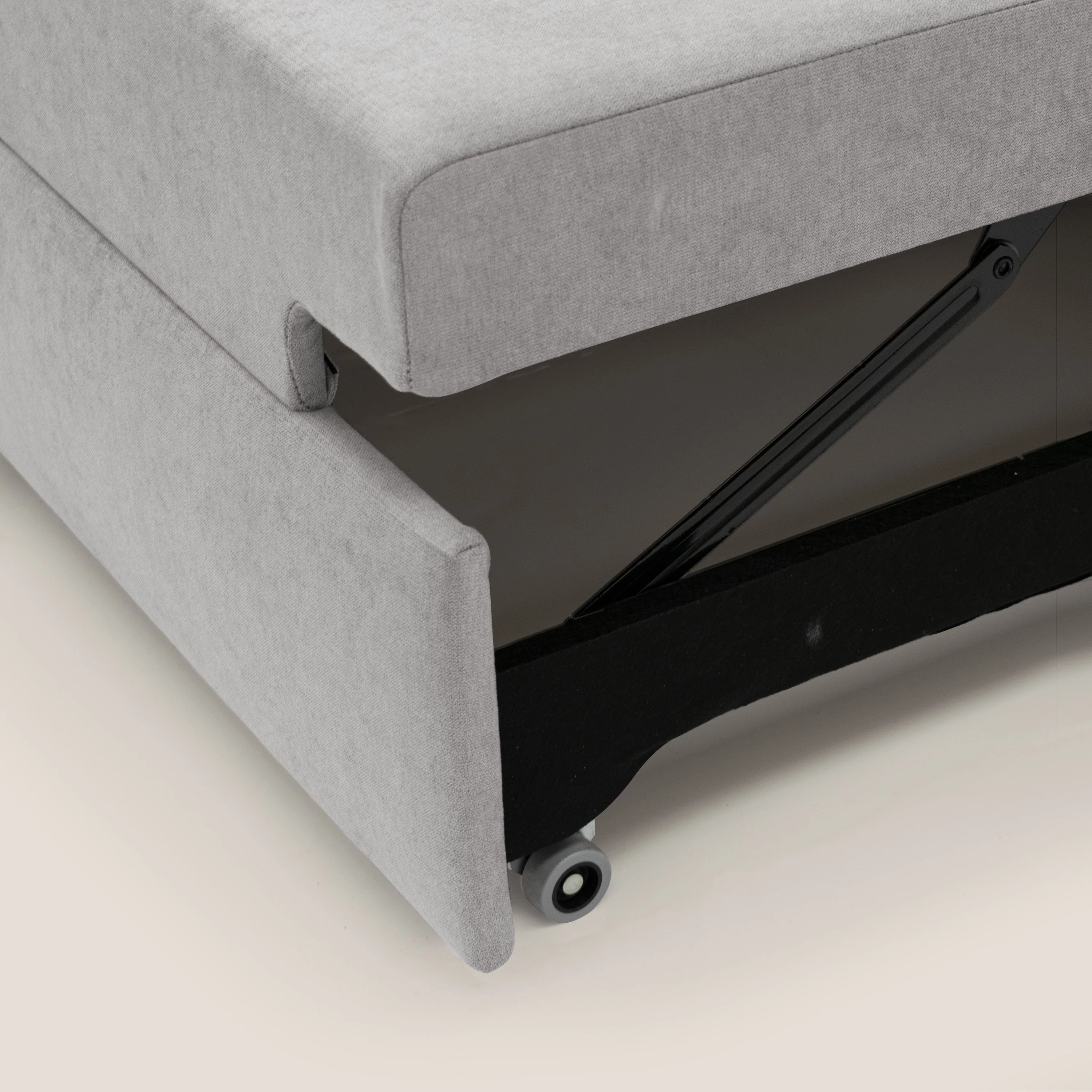 Minerva canapé linéaire avec pouf extractible en tissu doux imperméable T02 gris clair - Image 8