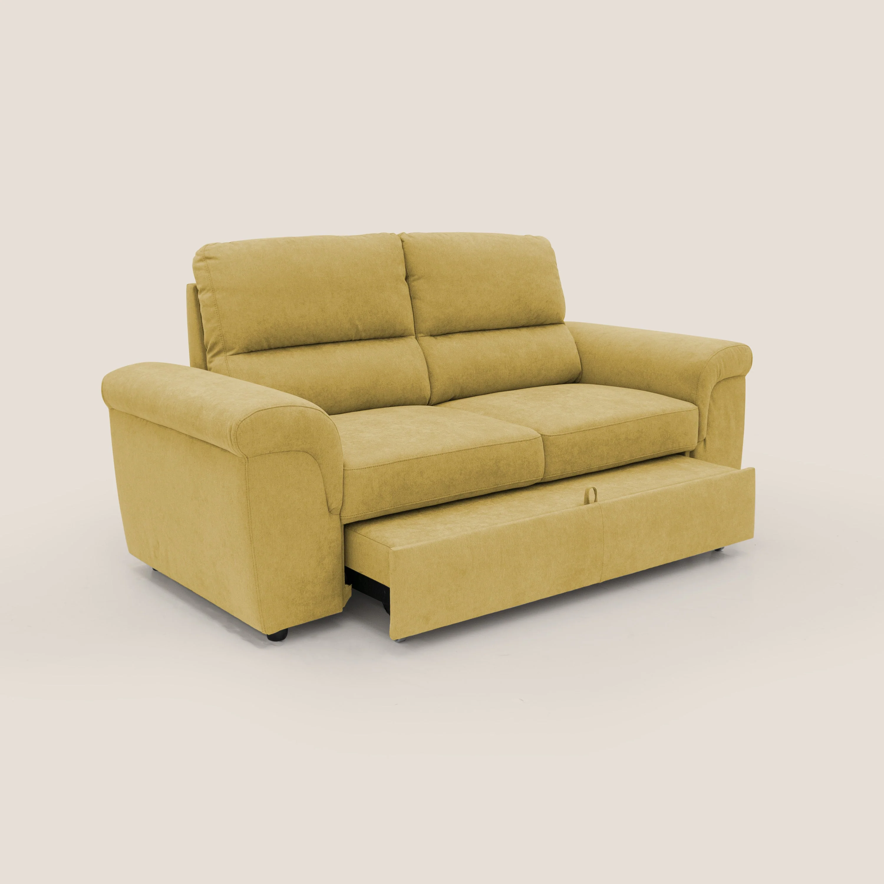 Minerva canapé linéaire avec pouf extractible en tissu doux imperméable T02 jaune - Image 10