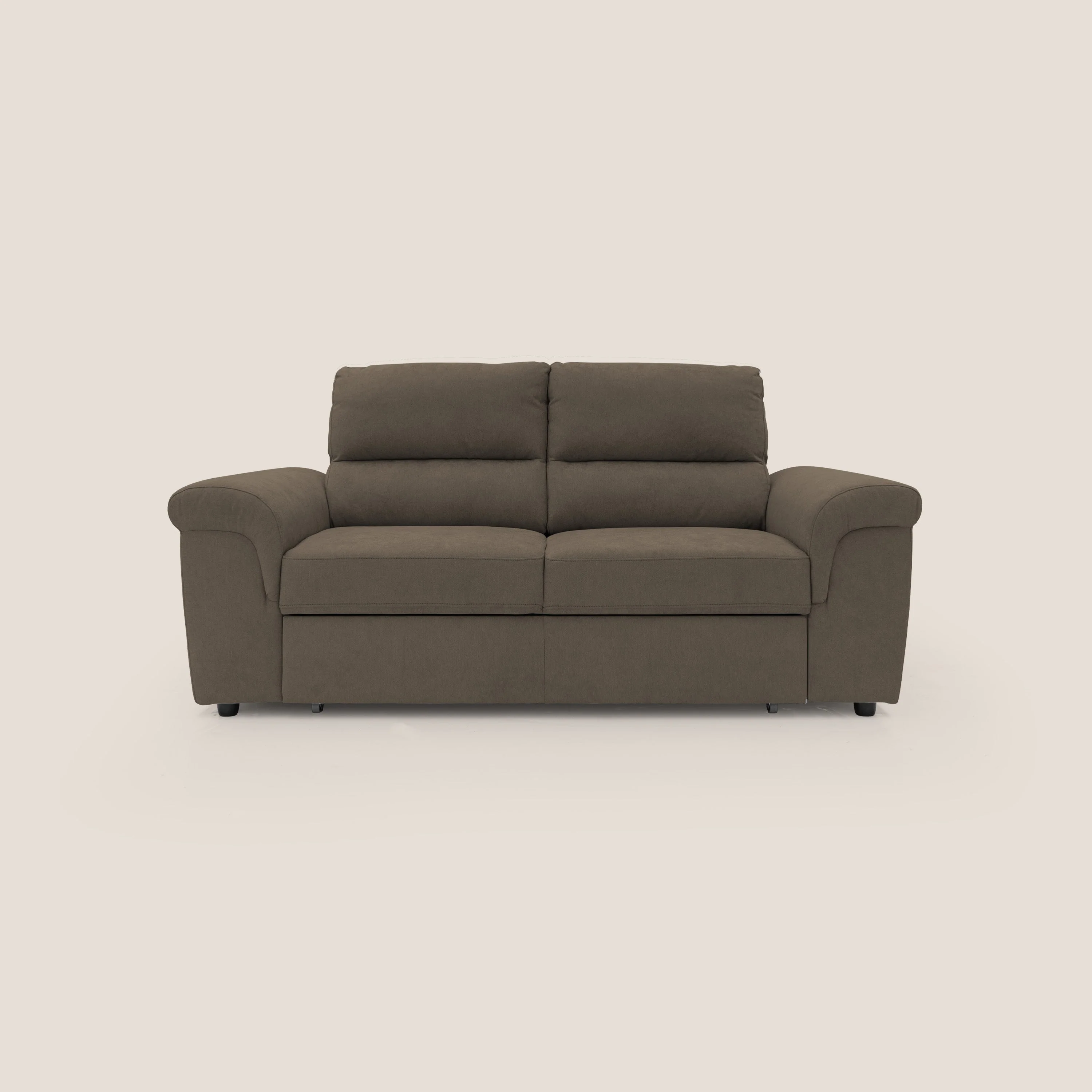 Minerva canapé linéaire avec pouf extractible en tissu doux imperméable T02 marron