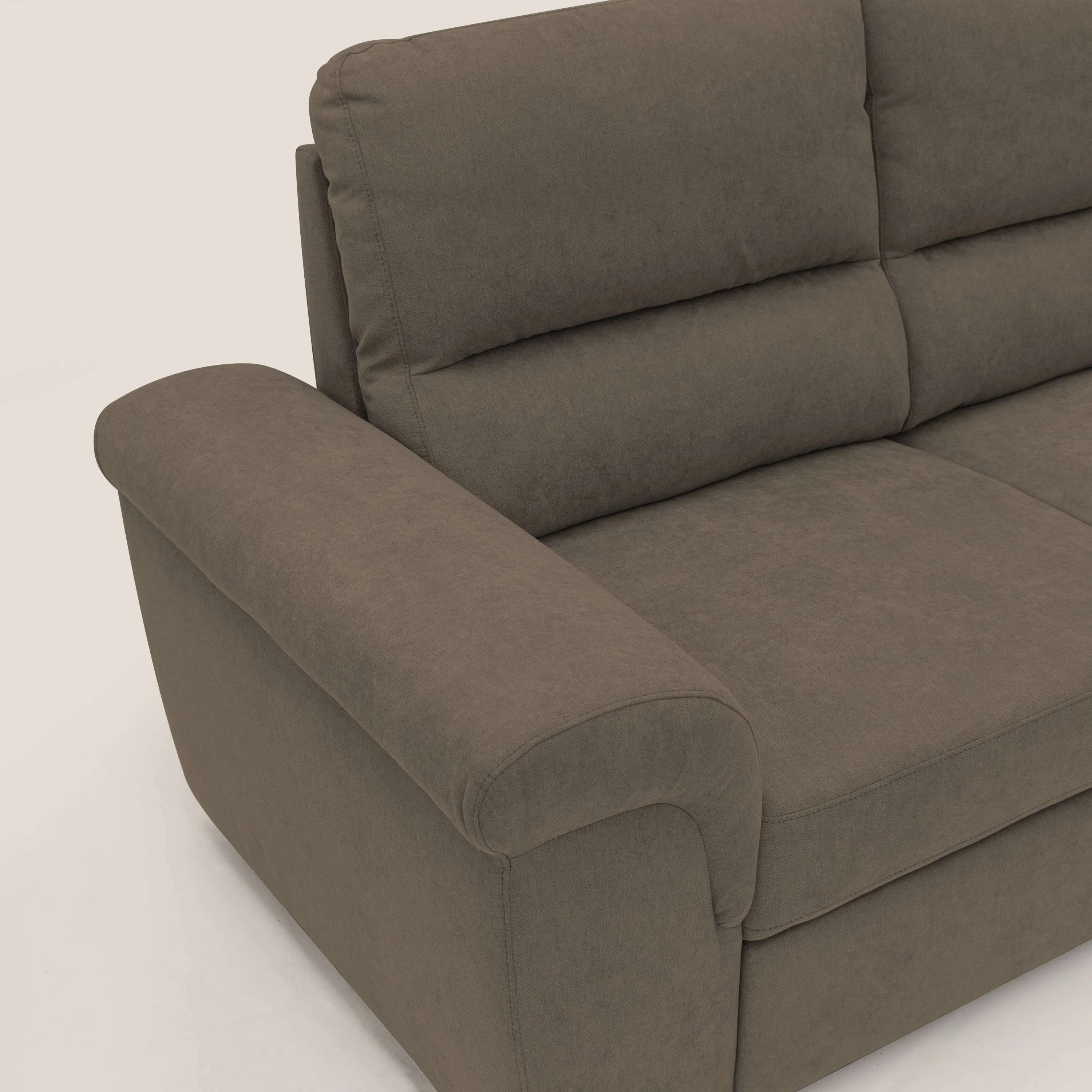 Minerva canapé linéaire avec pouf extractible en tissu doux imperméable T02 marron - Image 7