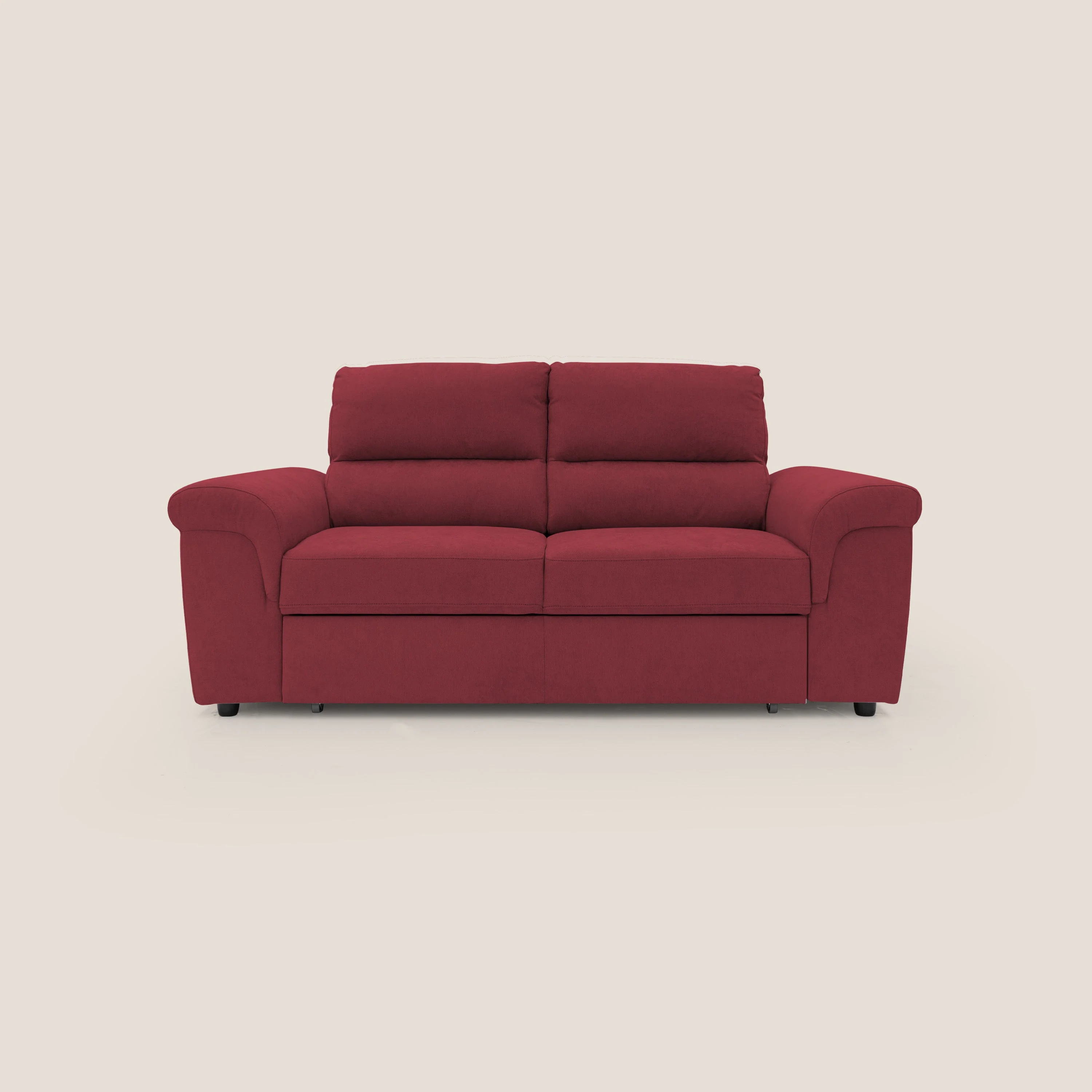 Minerva canapé linéaire avec pouf extractible en tissu doux imperméable T02 rouge