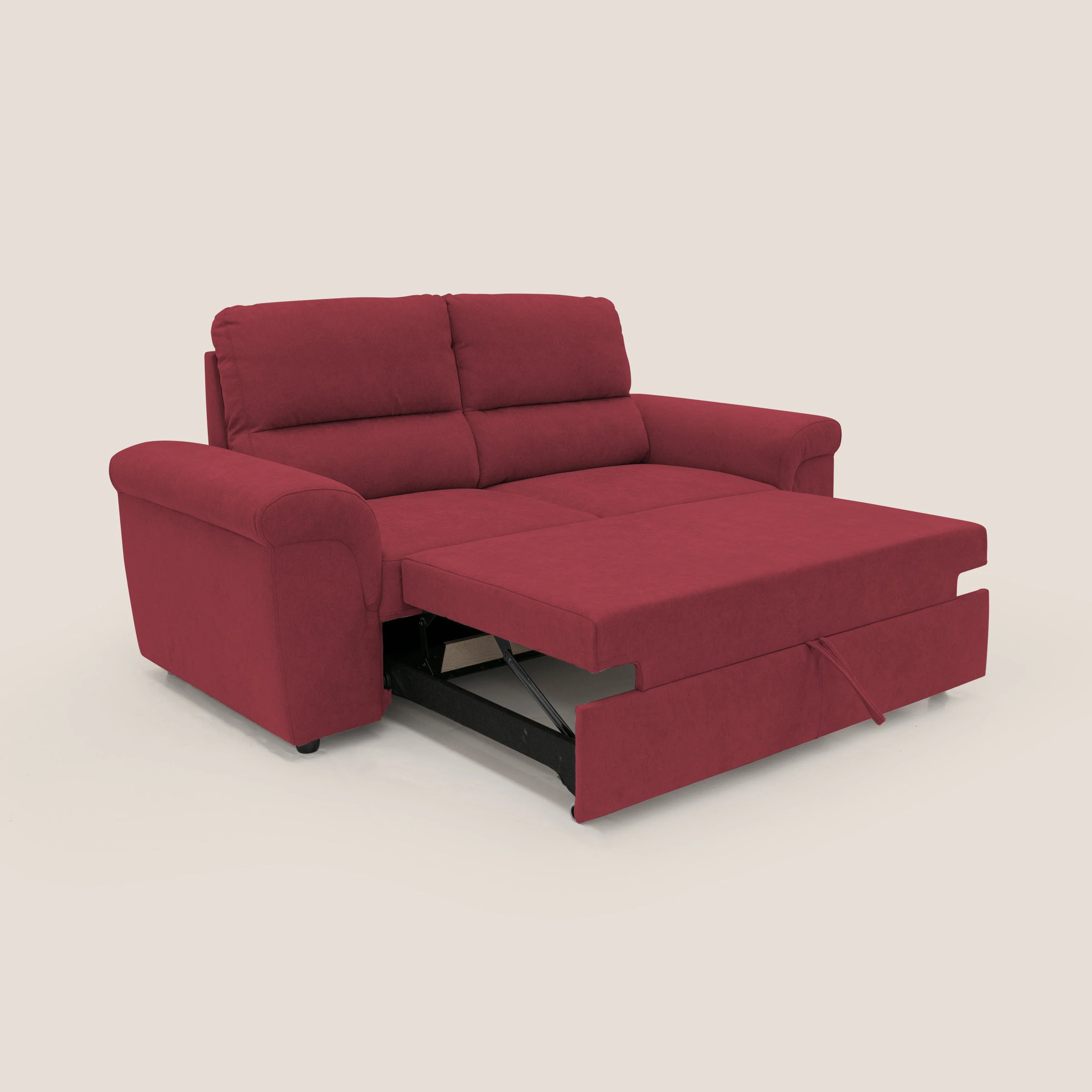 Minerva canapé linéaire avec pouf extractible en tissu doux imperméable T02 rouge - Image 2