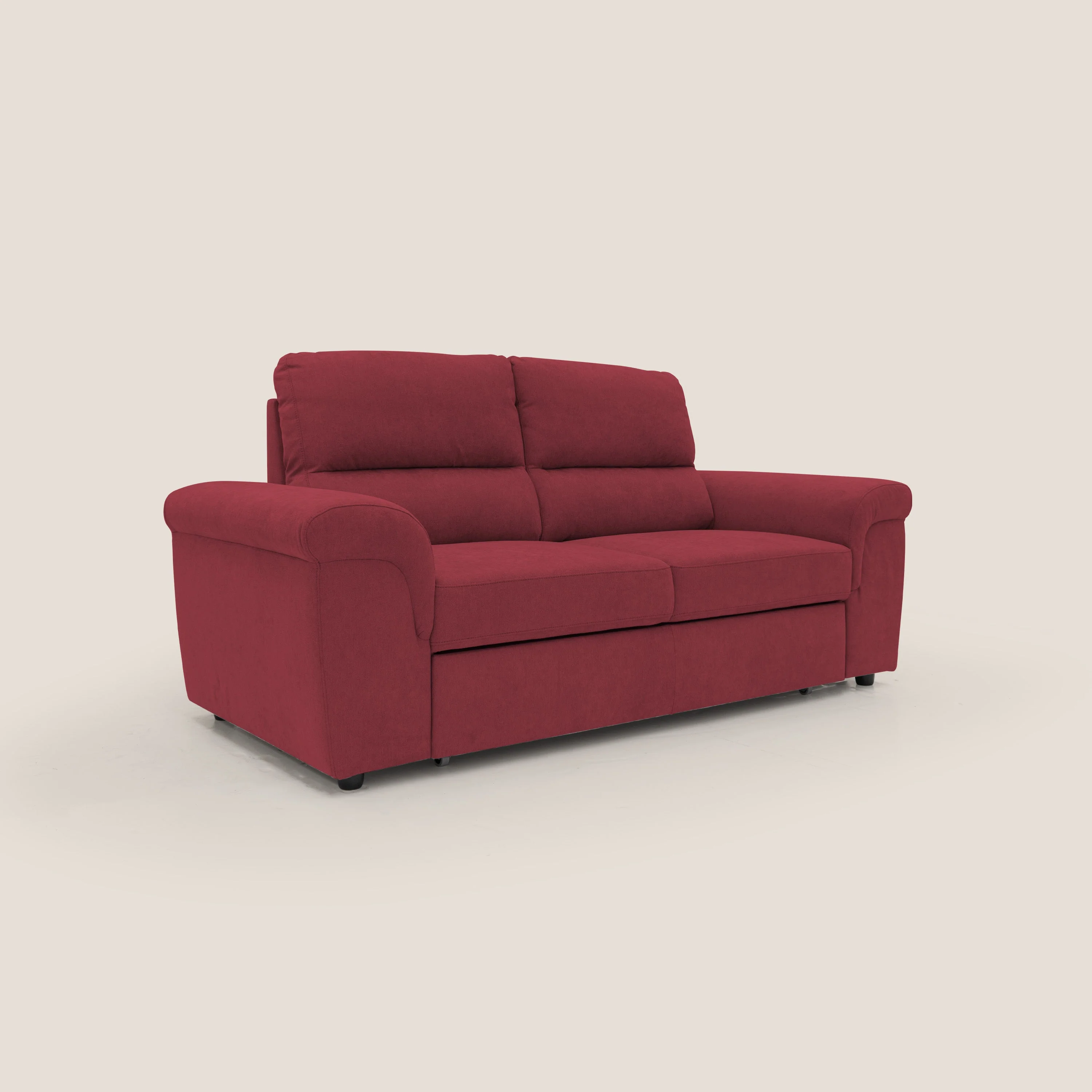 Minerva canapé linéaire avec pouf extractible en tissu doux imperméable T02 rouge - Image 3