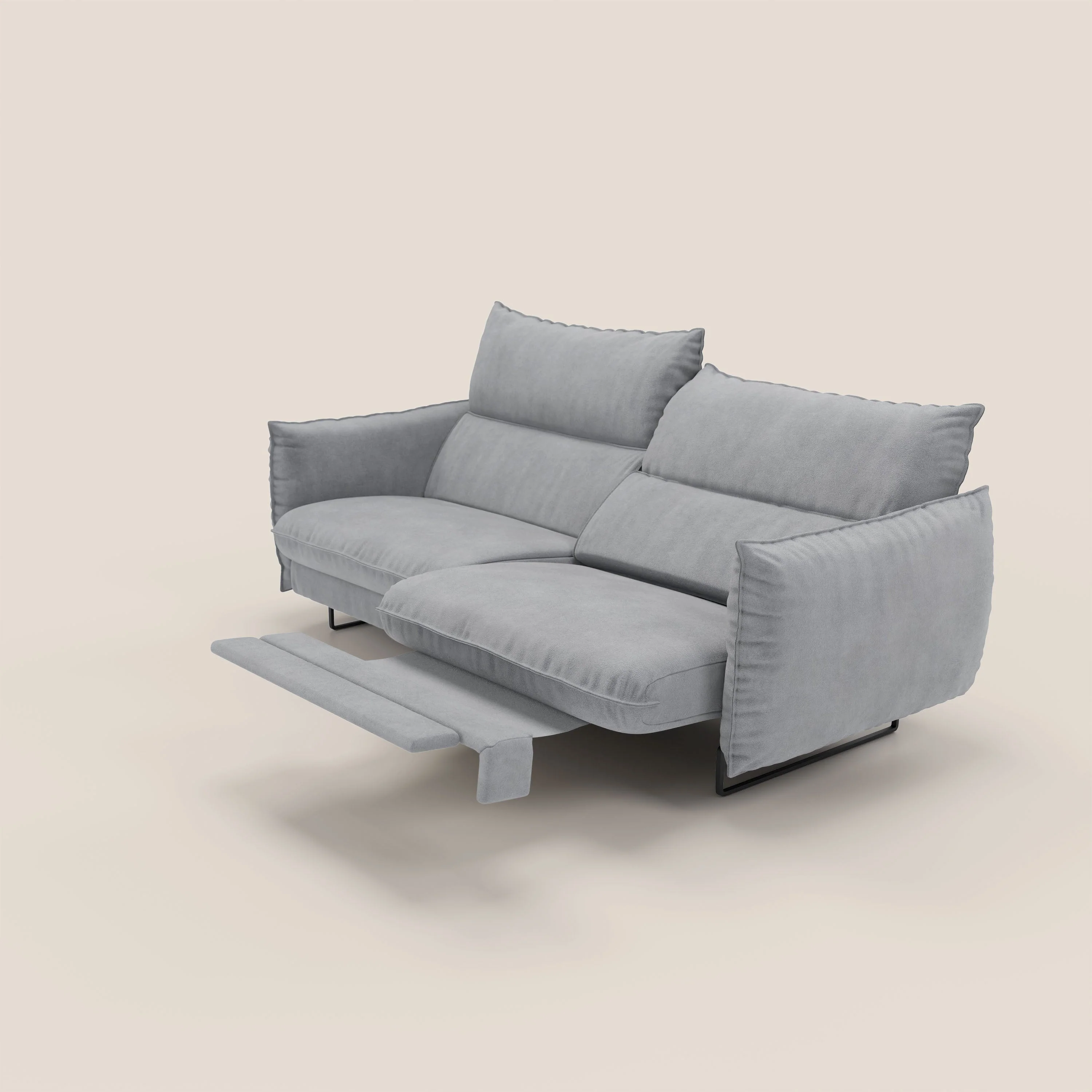 Monamour canapé au design moderne avec option relax électrique en microfibre détachable imperméable T11 gris - Image 2