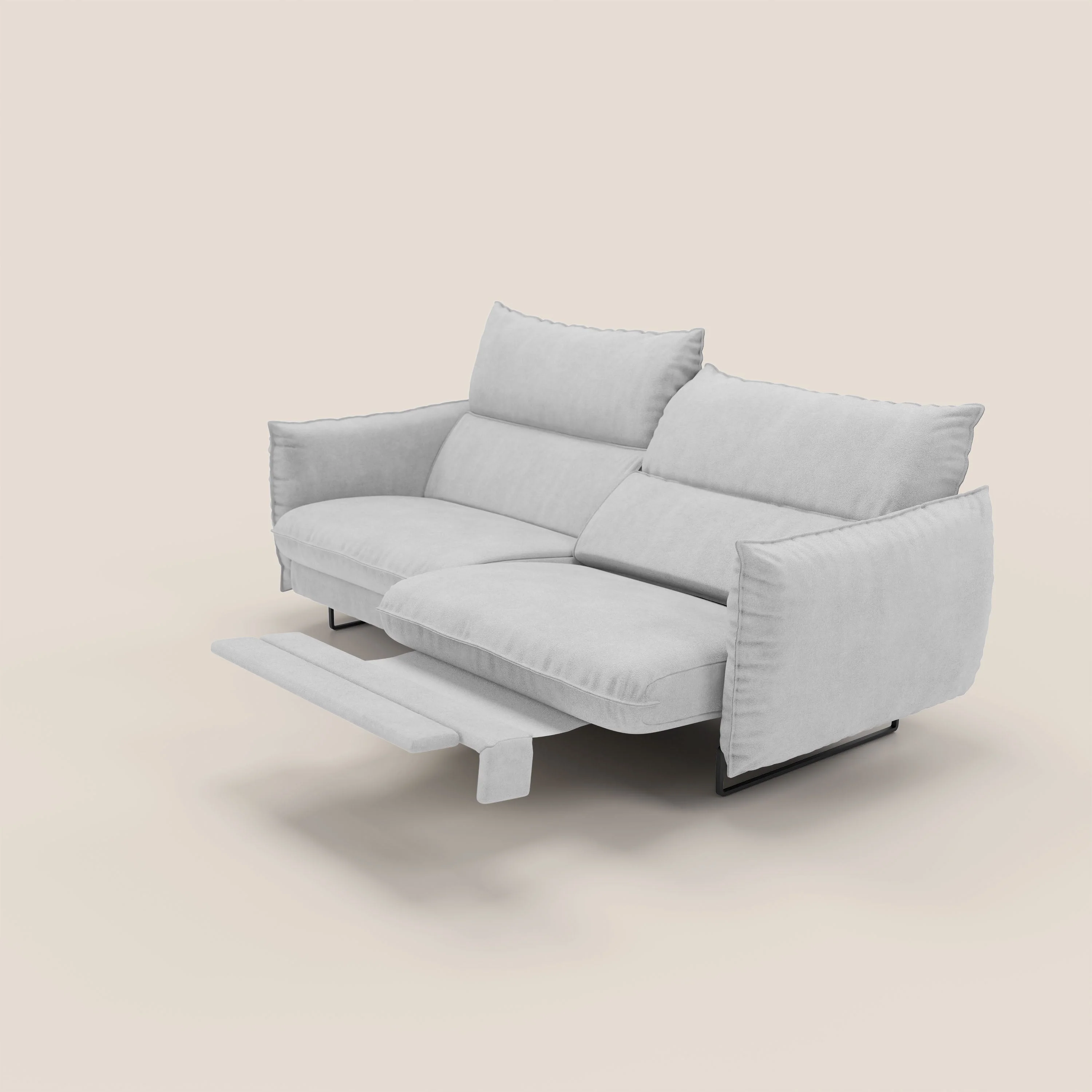 Monamour canapé au design moderne avec option relax électrique en microfibre détachable imperméable T11 gris clair - Image 2