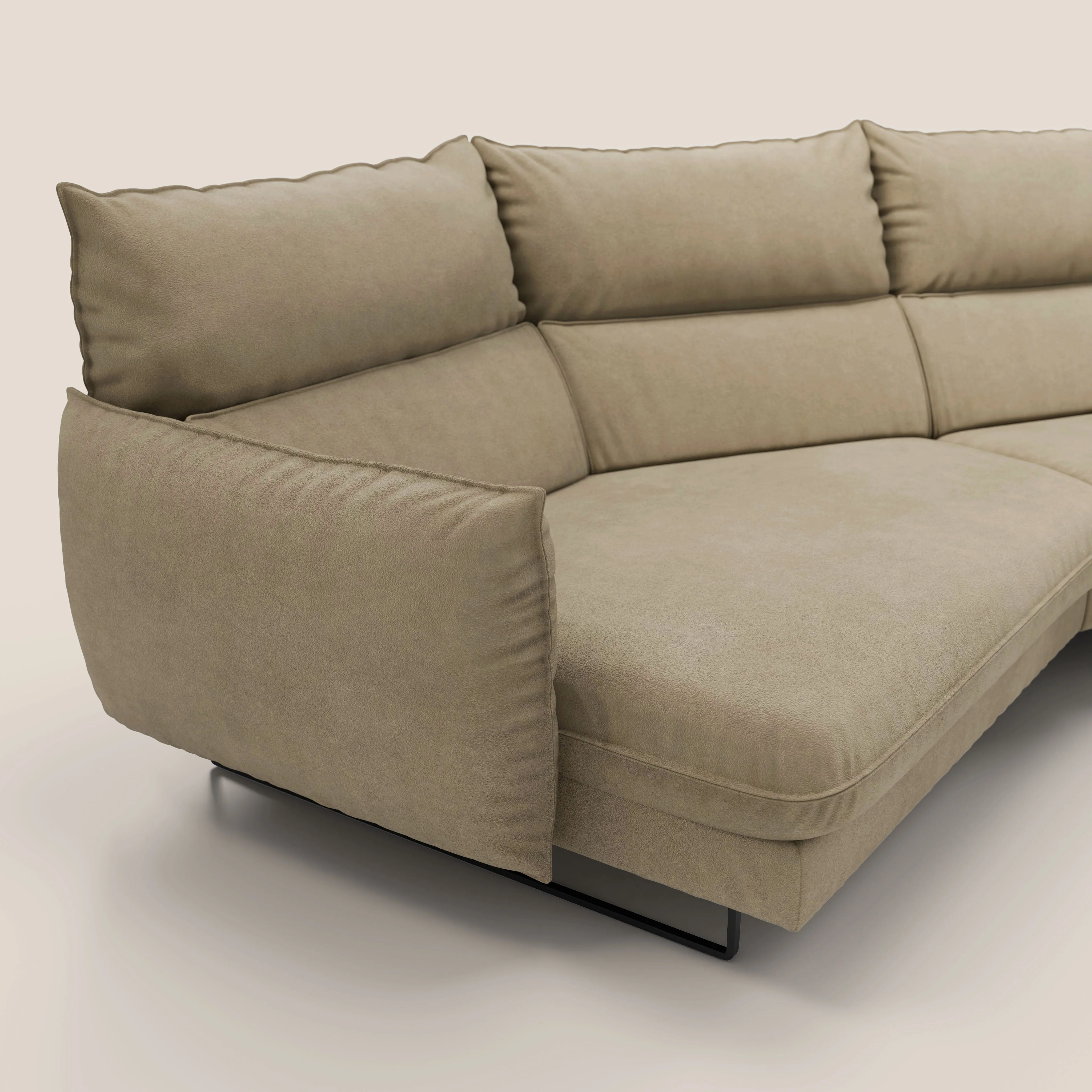Monamour canapé d'angle au design moderne avec option relax électrique en microfibre détachable imperméable T11 beige - Image 4
