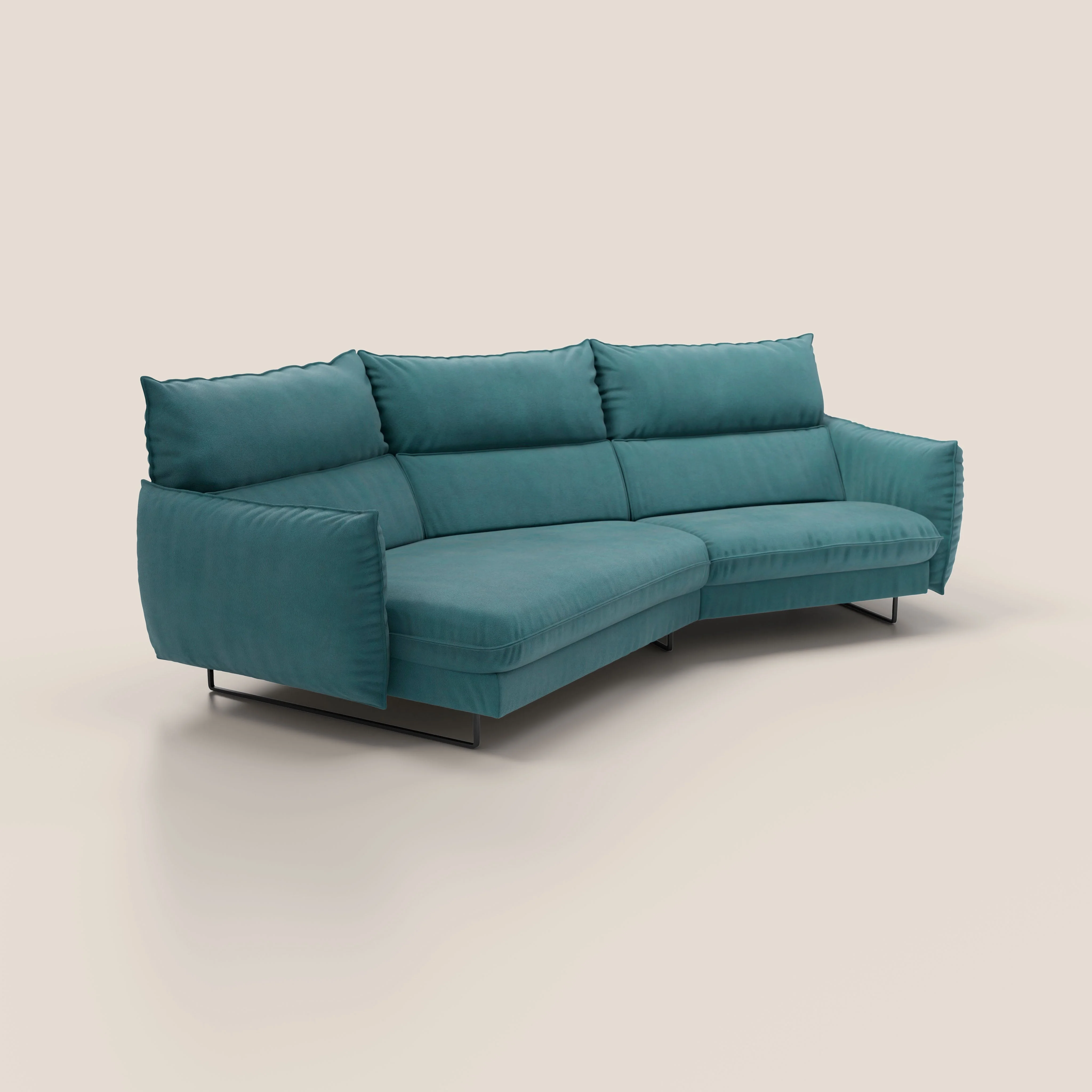 Monamour canapé d'angle au design moderne avec option relax électrique en microfibre détachable imperméable T11 bleu canard - Image 2