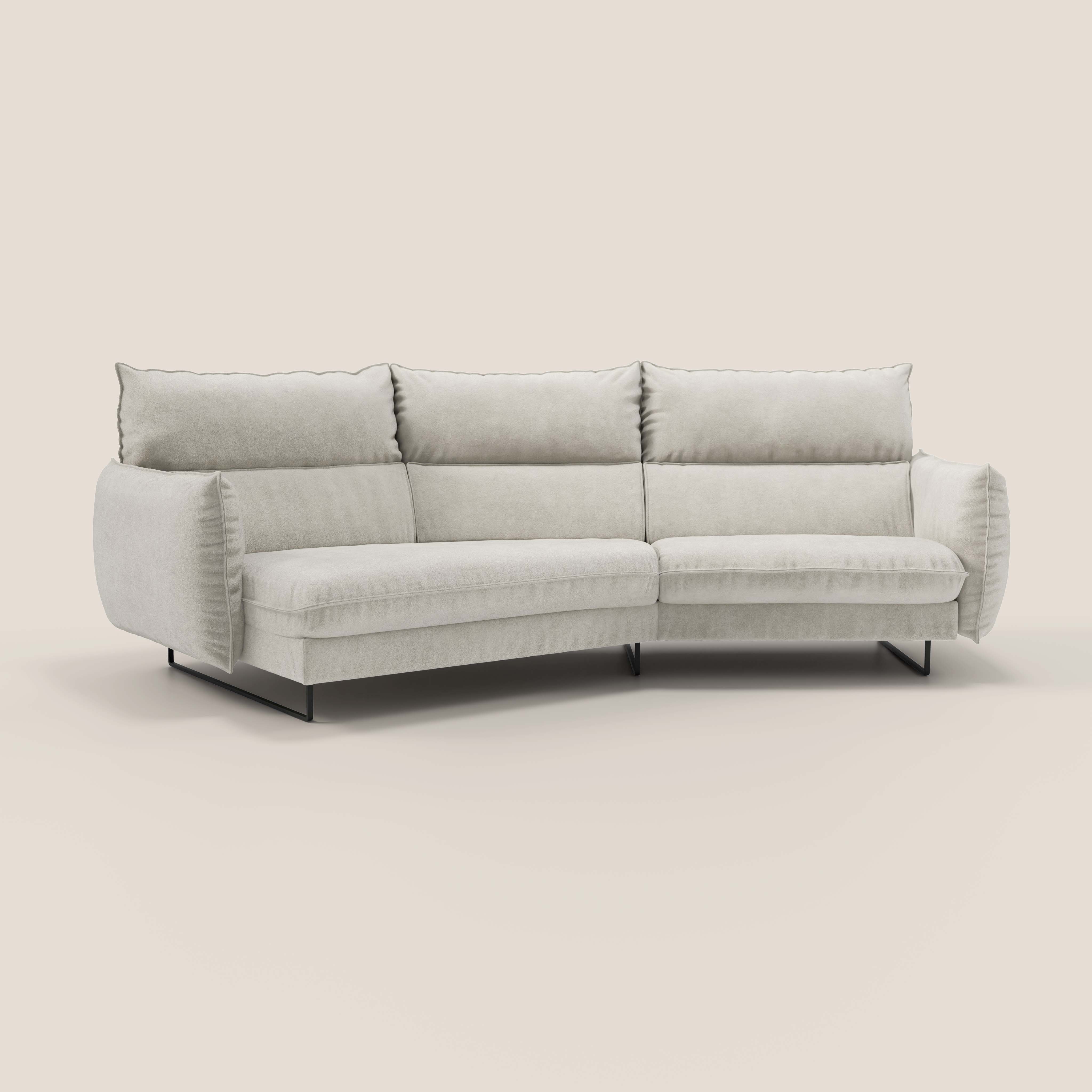Monamour canapé d'angle au design moderne avec option relax électrique en microfibre détachable imperméable T11 crème