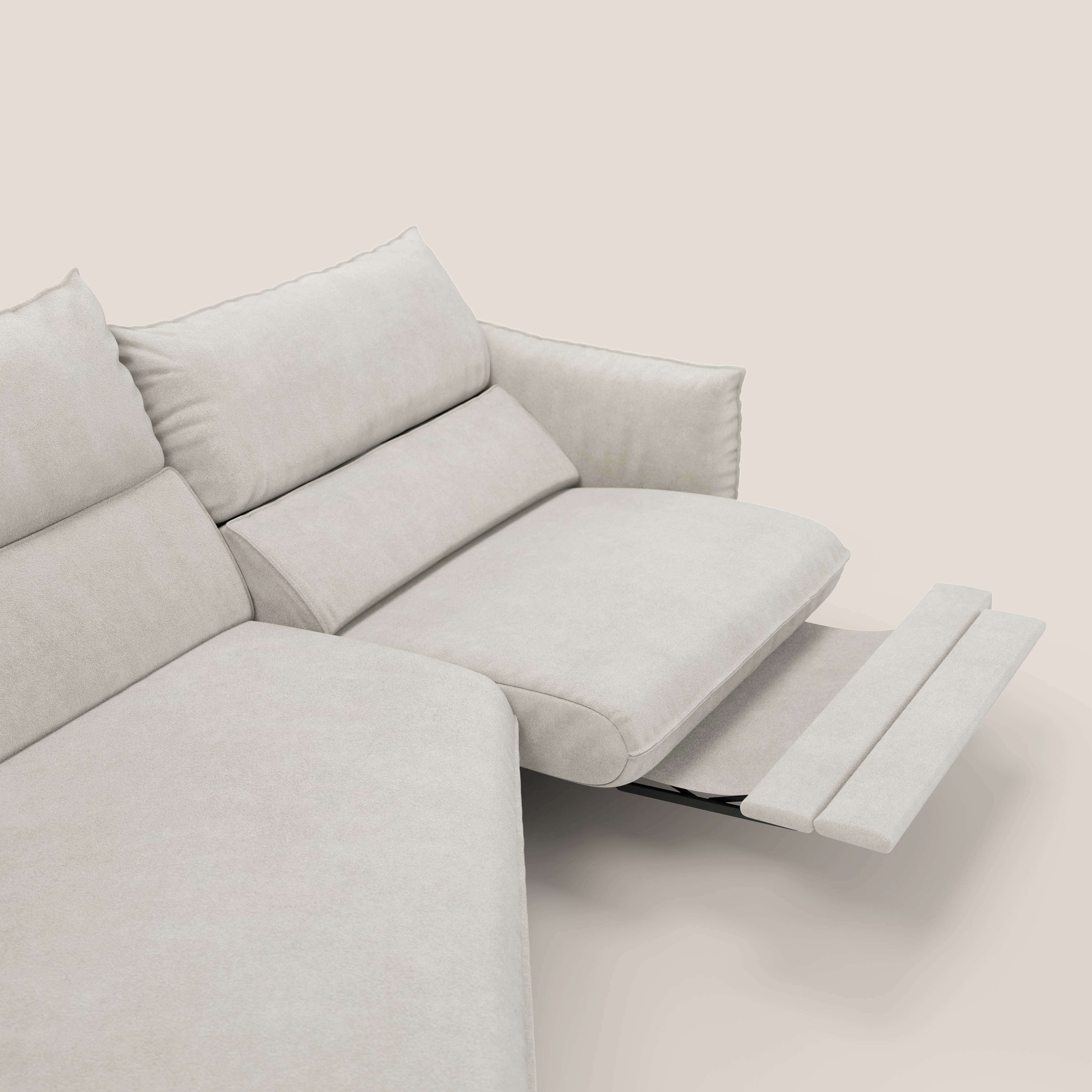 Monamour canapé d'angle au design moderne avec option relax électrique en microfibre détachable imperméable T11 crème - Image 11