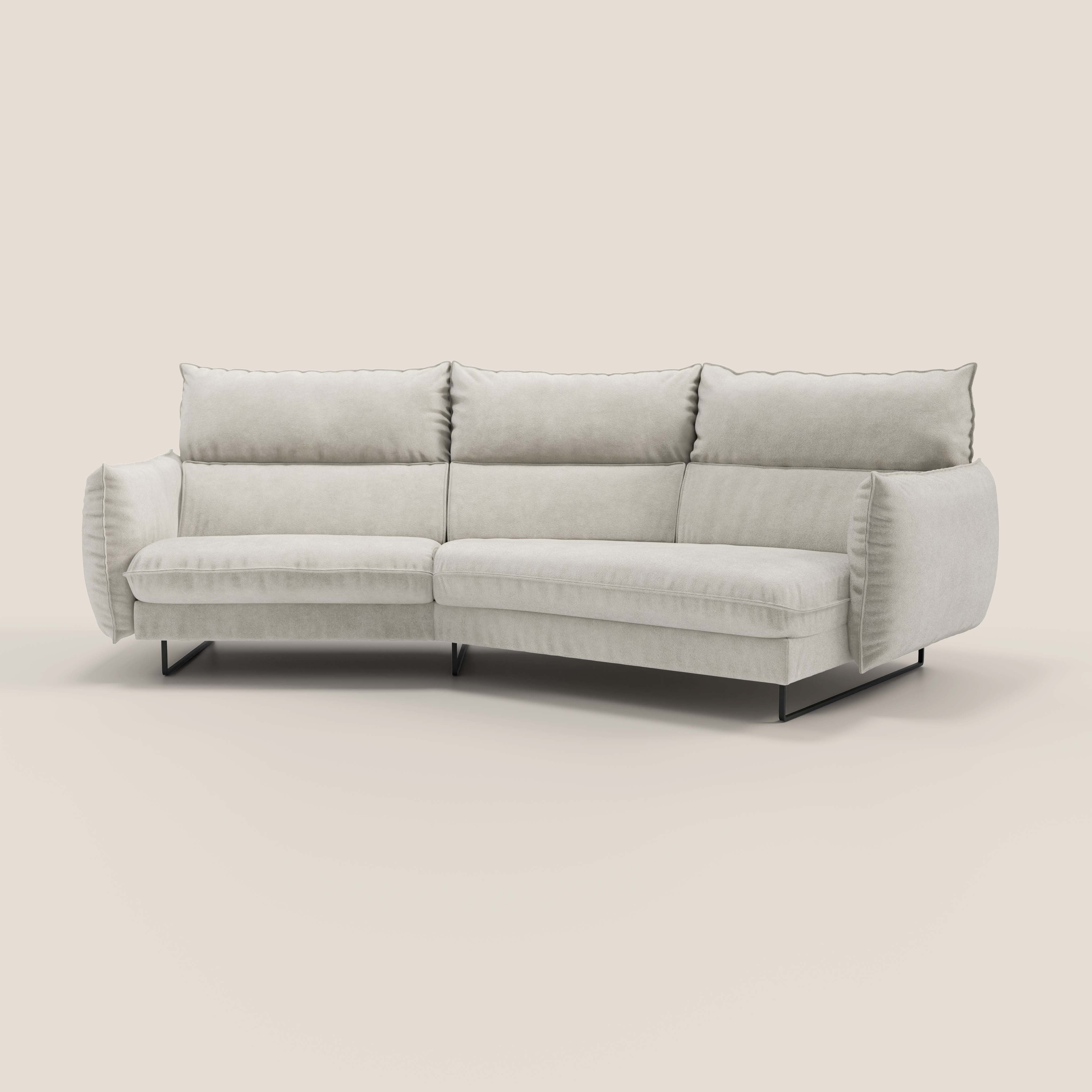 Monamour canapé d'angle au design moderne avec option relax électrique en microfibre détachable imperméable T11 crème - Image 12