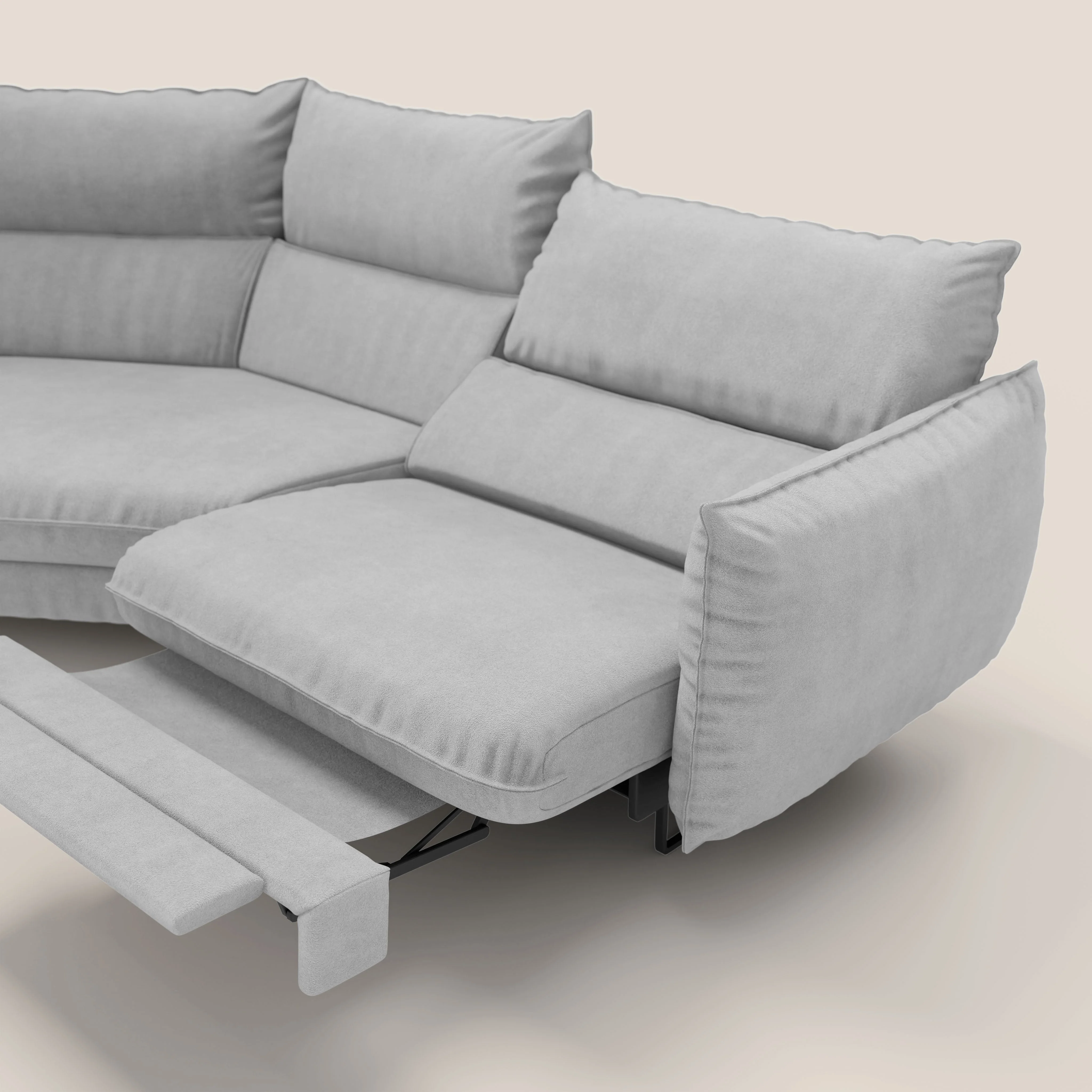 Monamour canapé d'angle au design moderne avec option relax électrique en microfibre détachable imperméable T11 gris clair - Image 9