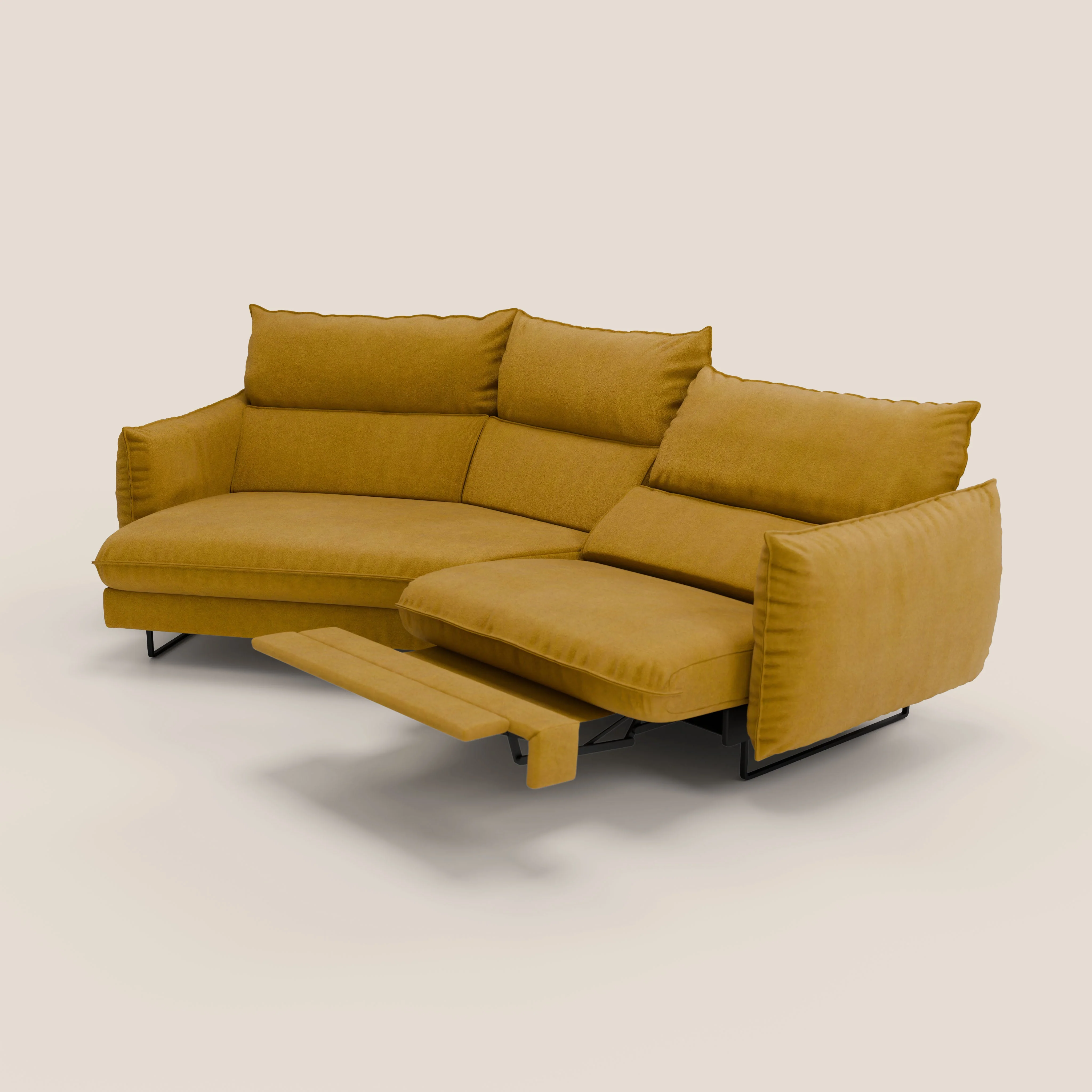 Monamour canapé d'angle au design moderne avec option relax électrique en microfibre détachable imperméable T11 jaune - Image 8