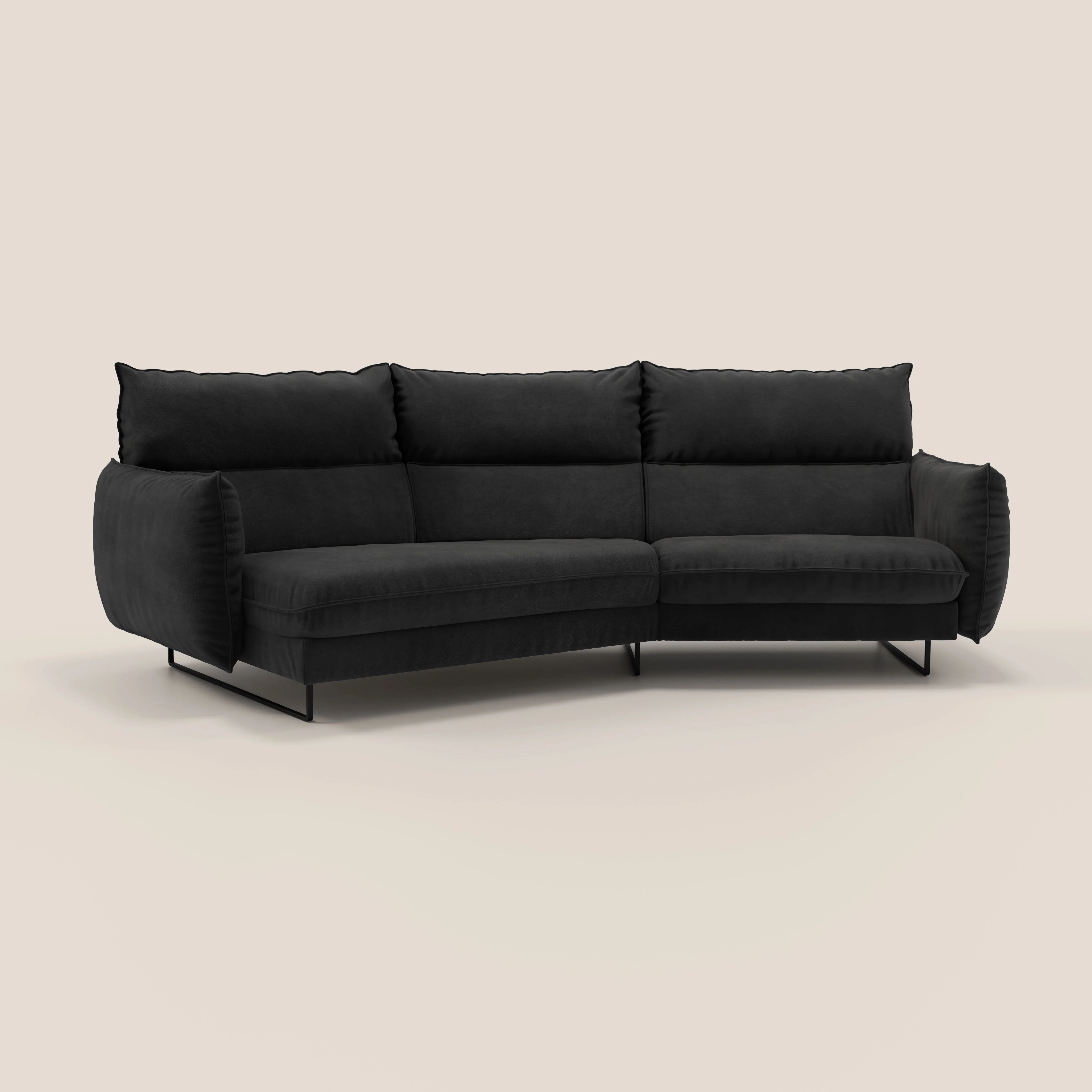 Monamour canapé d'angle au design moderne avec option relax électrique en microfibre détachable imperméable T11 noir