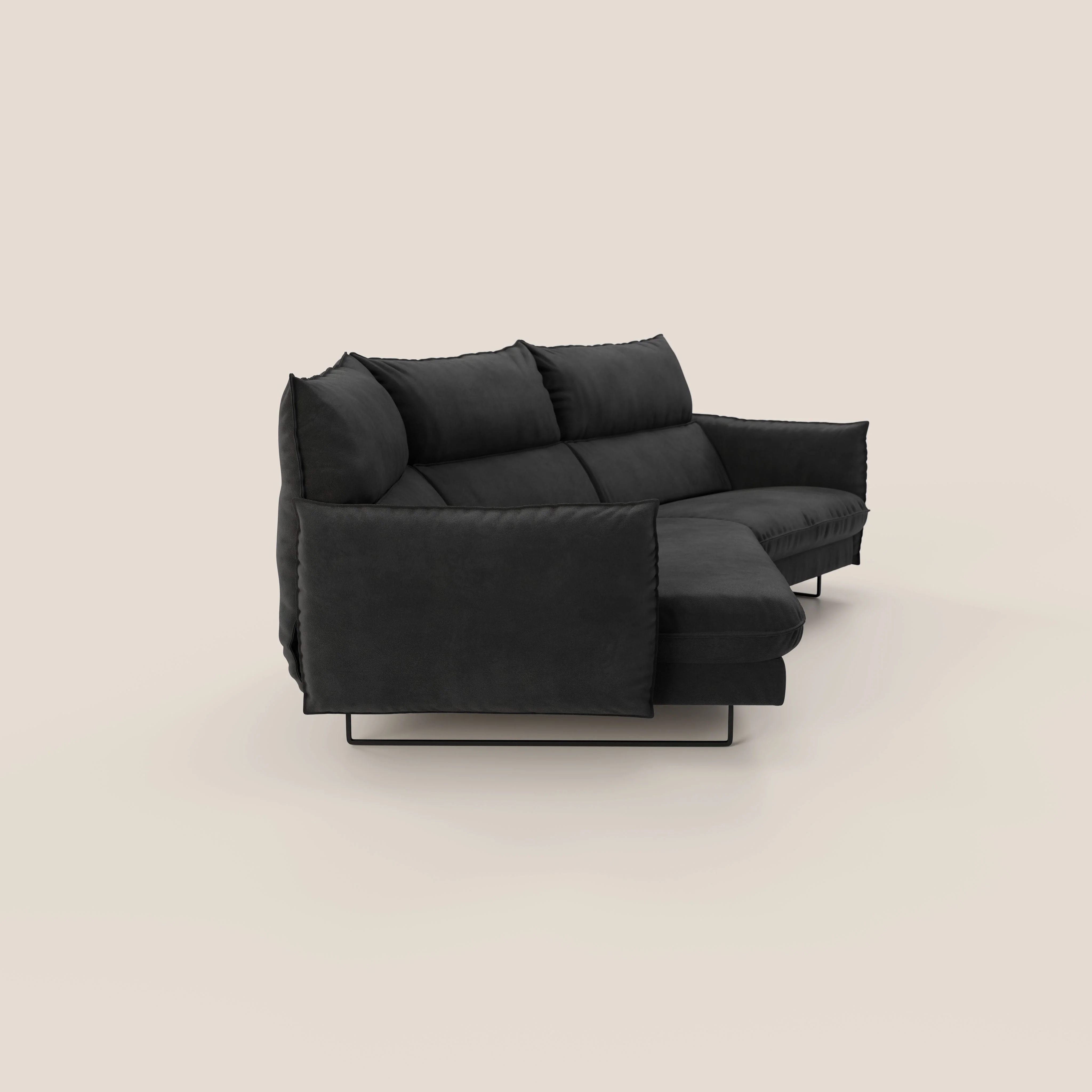 Monamour canapé d'angle au design moderne avec option relax électrique en microfibre détachable imperméable T11 noir - Image 3