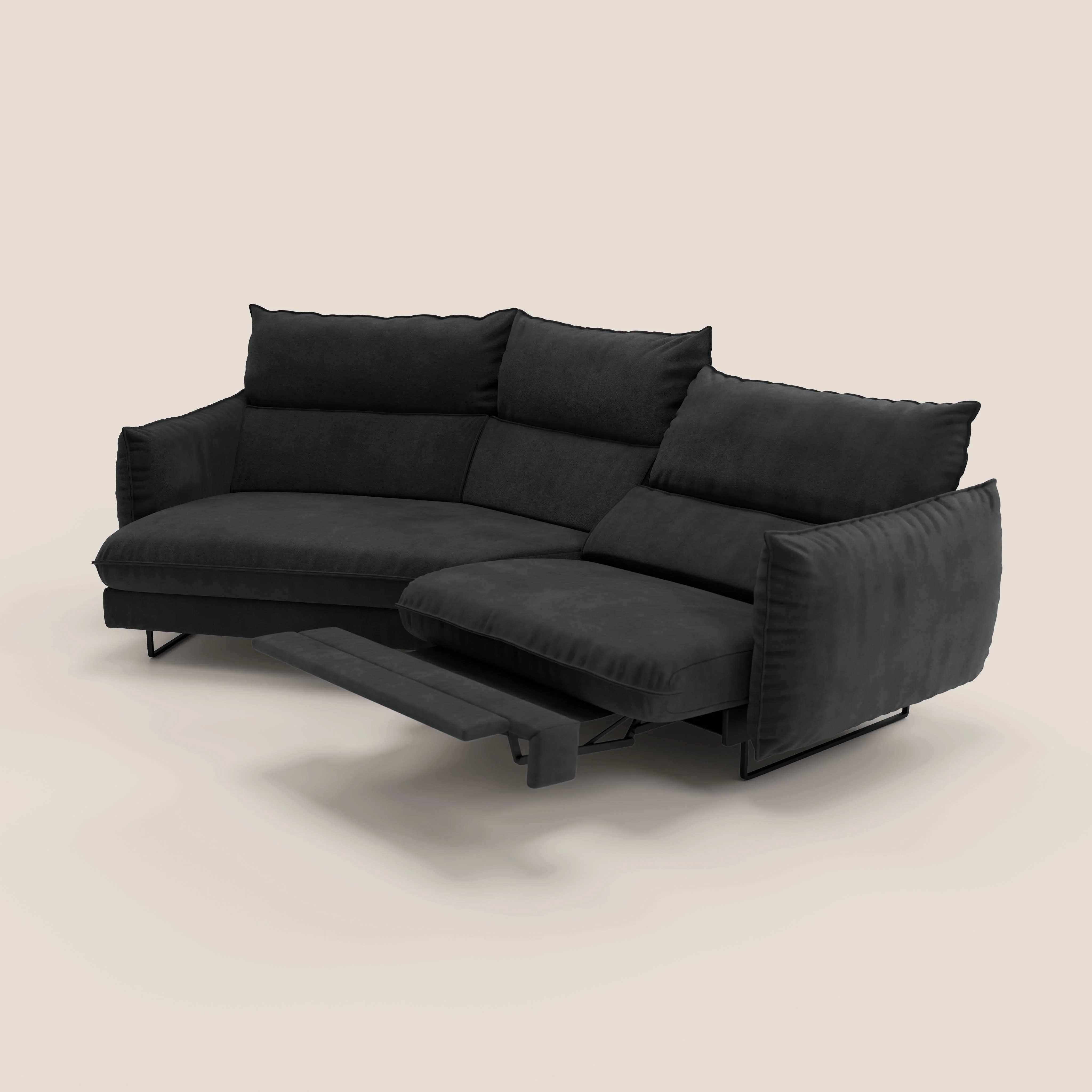 Monamour canapé d'angle au design moderne avec option relax électrique en microfibre détachable imperméable T11 noir - Image 8