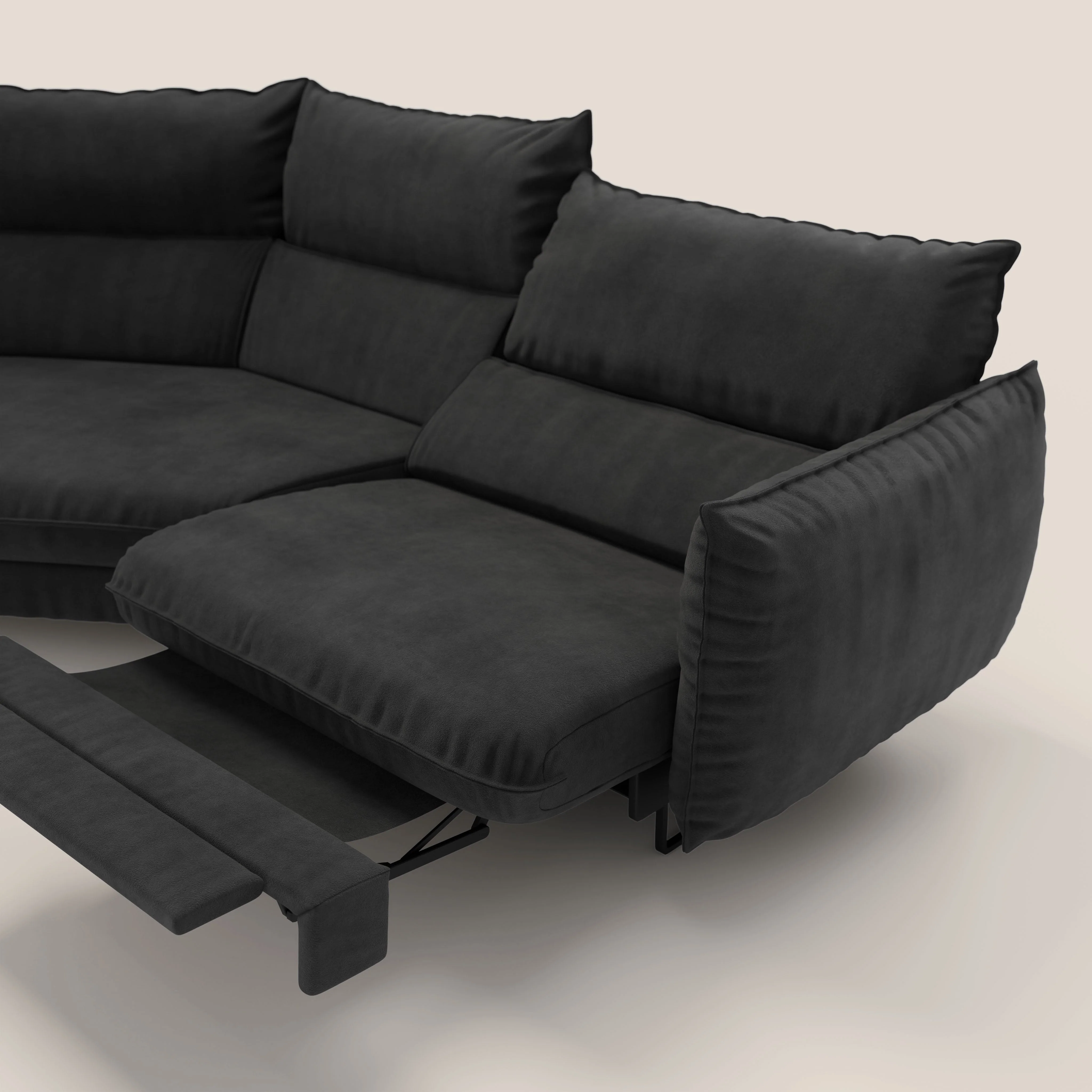 Monamour canapé d'angle au design moderne avec option relax électrique en microfibre détachable imperméable T11 noir - Image 9