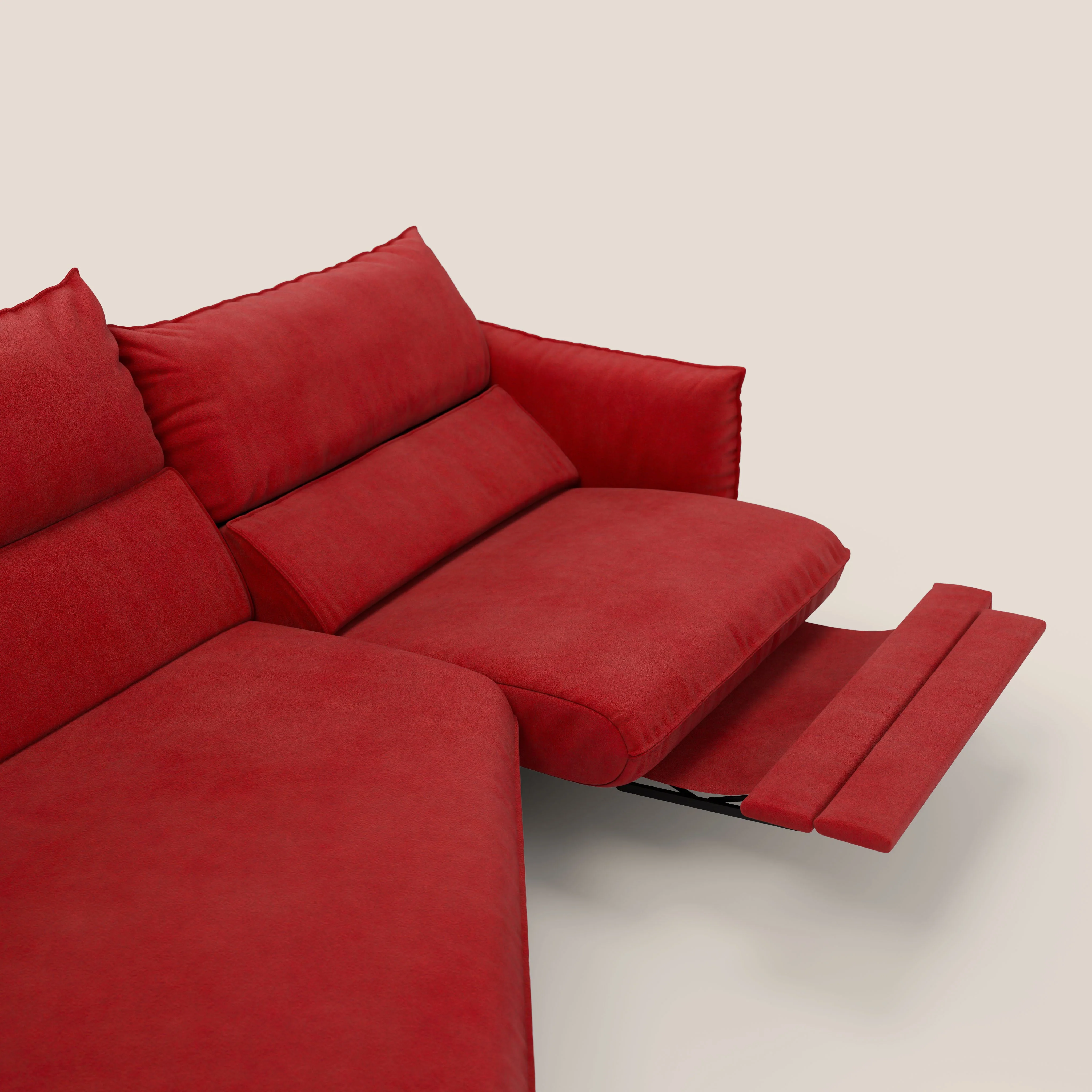 Monamour canapé d'angle au design moderne avec option relax électrique en microfibre détachable imperméable T11 rouge - Image 10