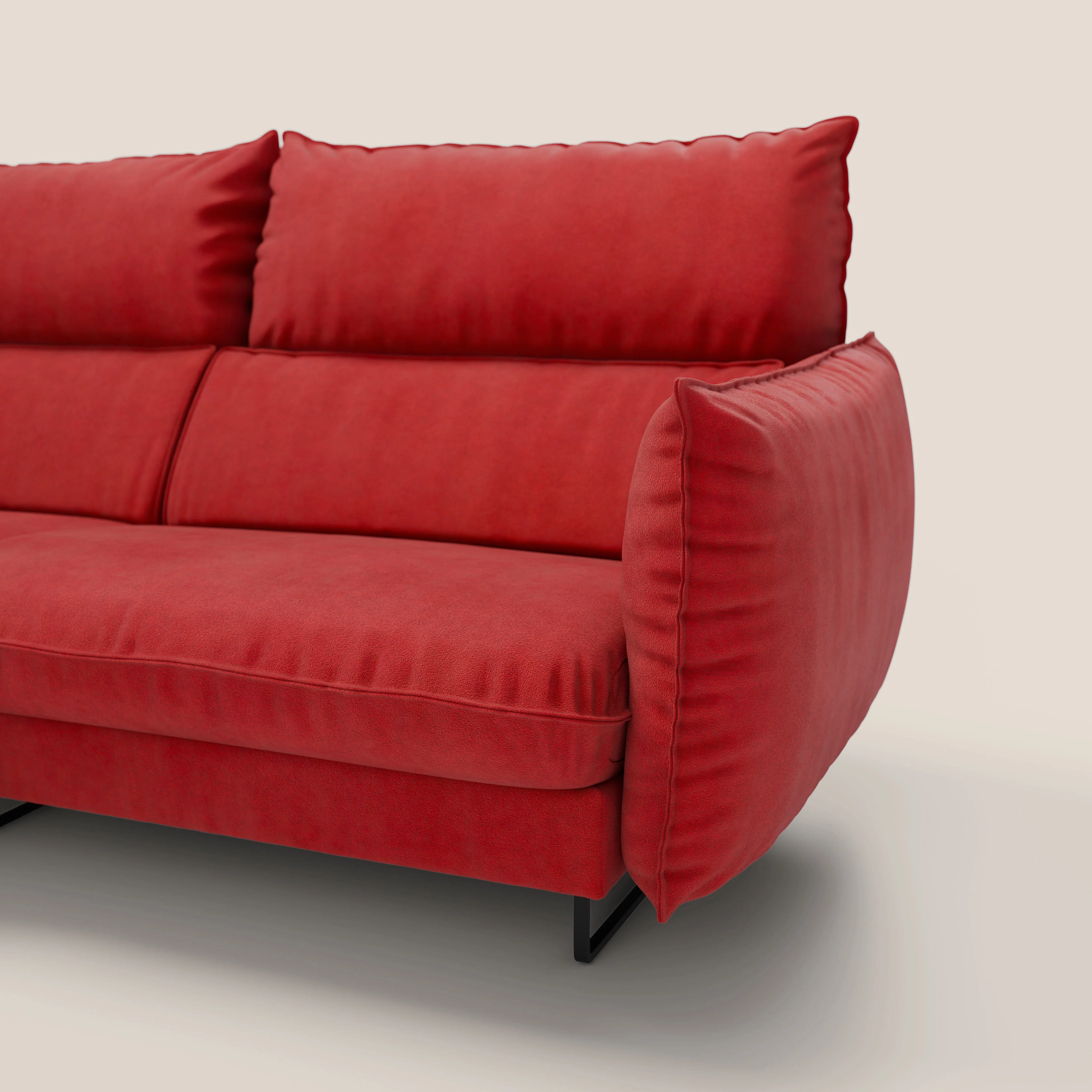 Monamour canapé d'angle au design moderne avec option relax électrique en microfibre détachable imperméable T11 rouge - Image 5
