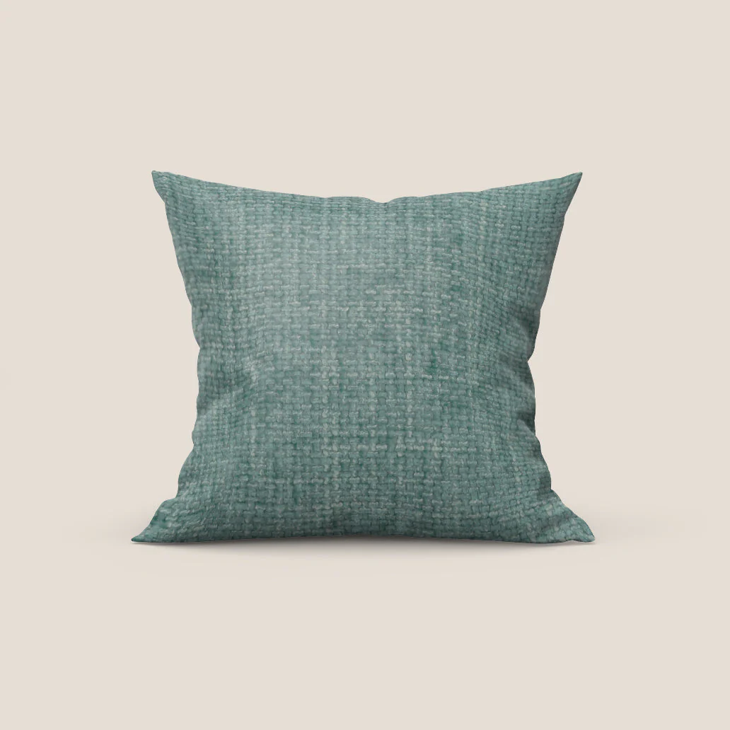 Montana coussin disponible en différentes couleurs en tissu à trame grosse et imperméable T10 vert aquamarine