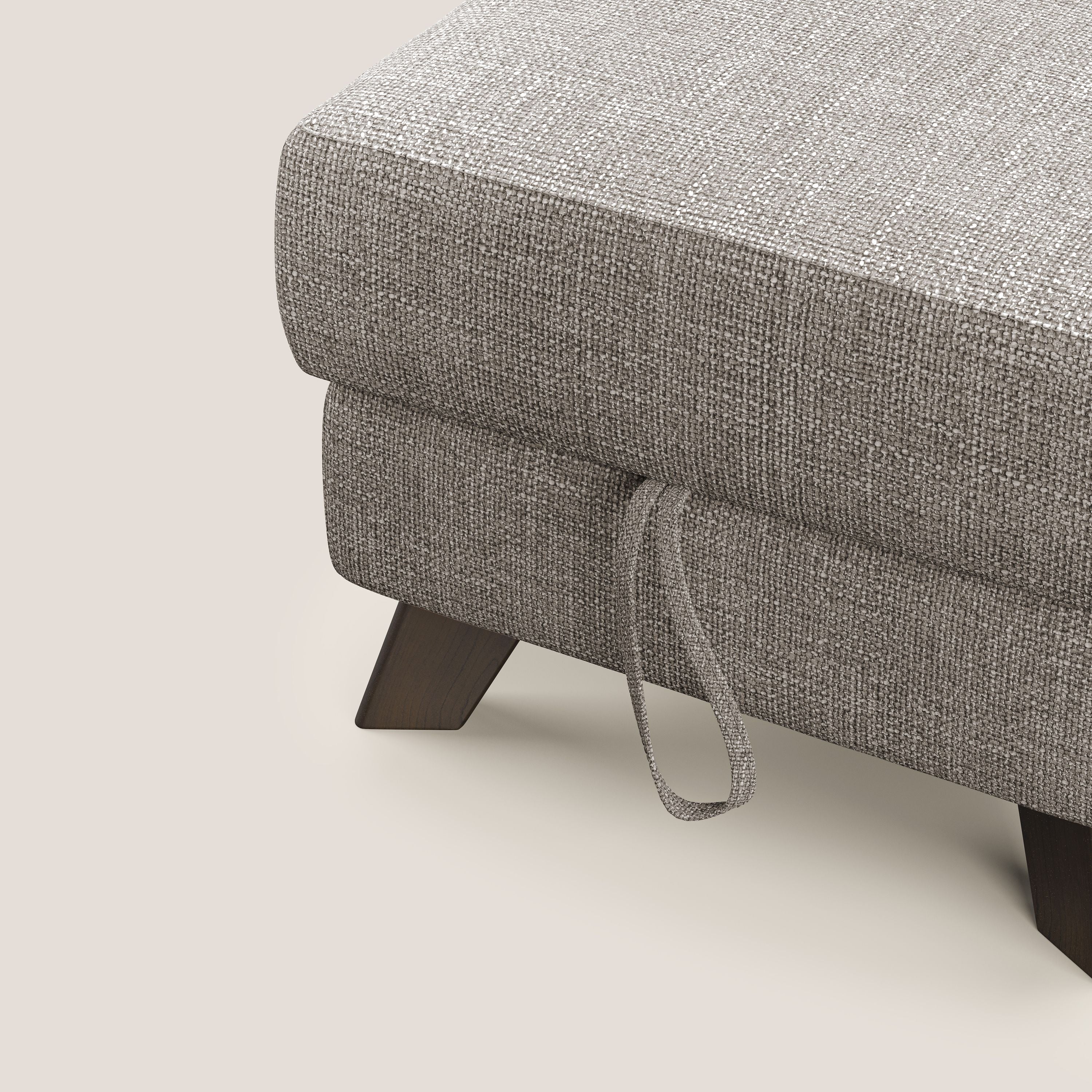 Moon Pouf coffre aux pieds hauts en tissu doux entrelacé soft-touch imperméable T06 Taupe tortora - Image 6