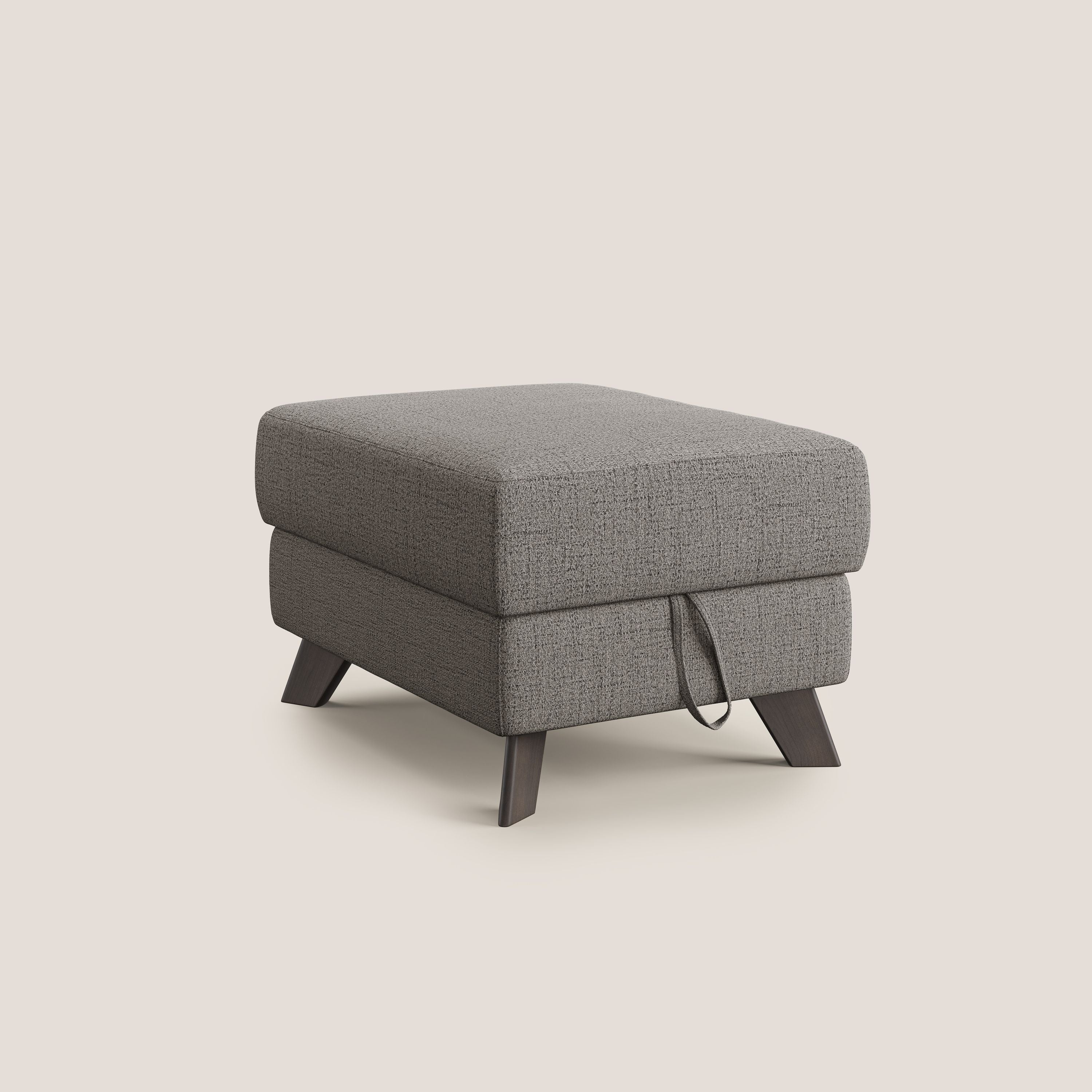 Moon Pouf coffre aux pieds hauts en tissu doux imperméable flammé T03 TAUPE - Image 8