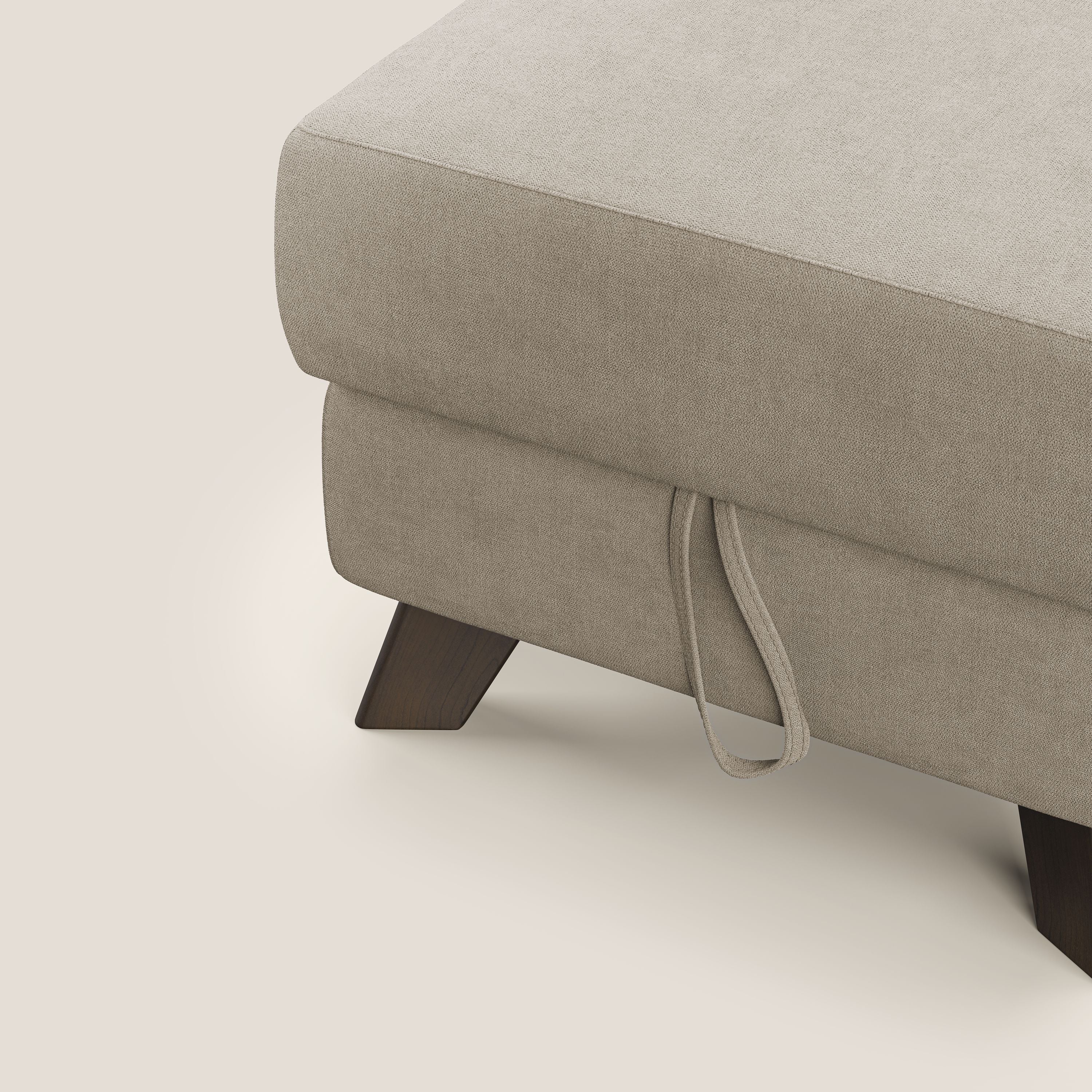 Moon Pouf coffre aux pieds hauts et tissu doux imperméable T02 beige - Image 6