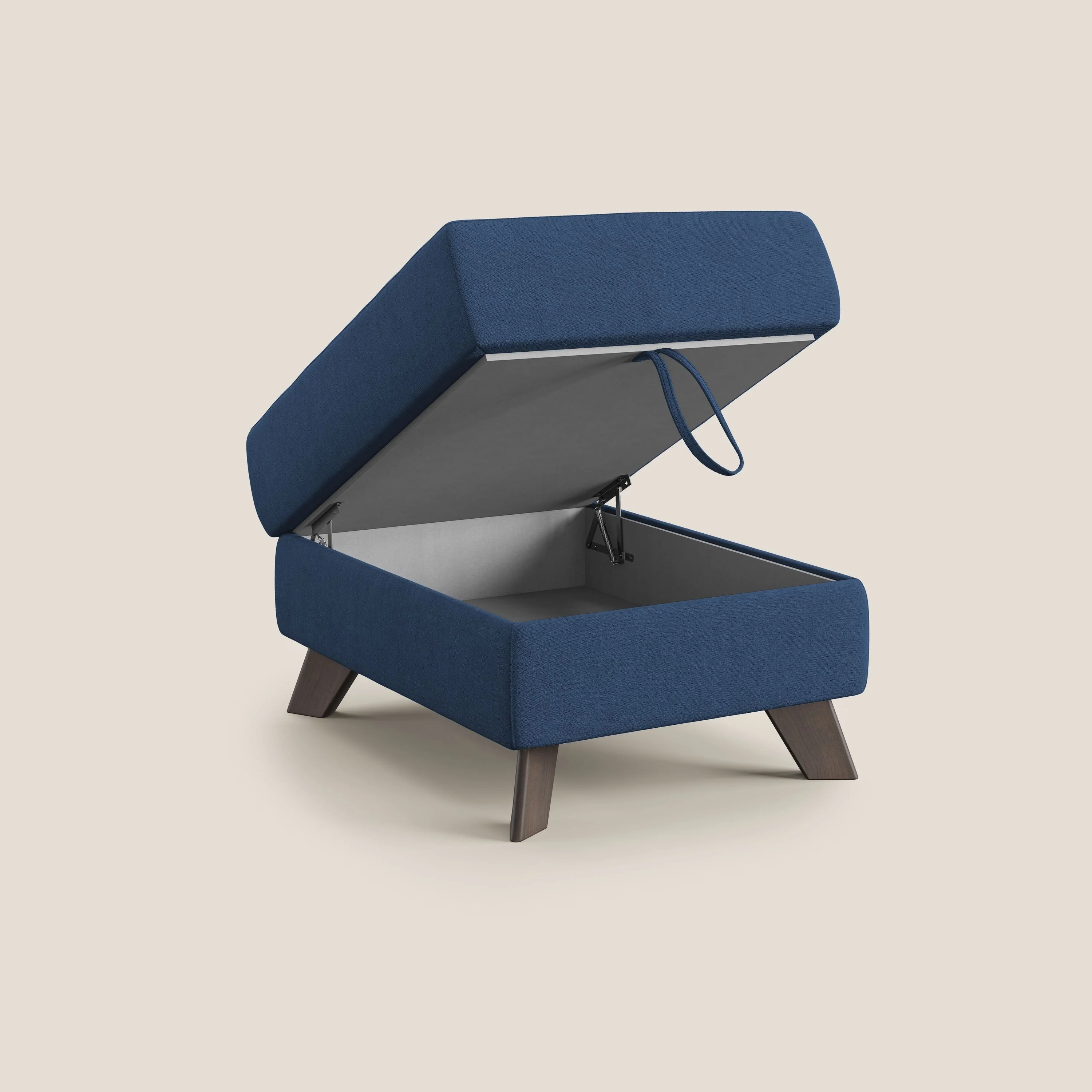 Moon Pouf coffre aux pieds hauts et tissu doux imperméable T02 bleu - Image 2