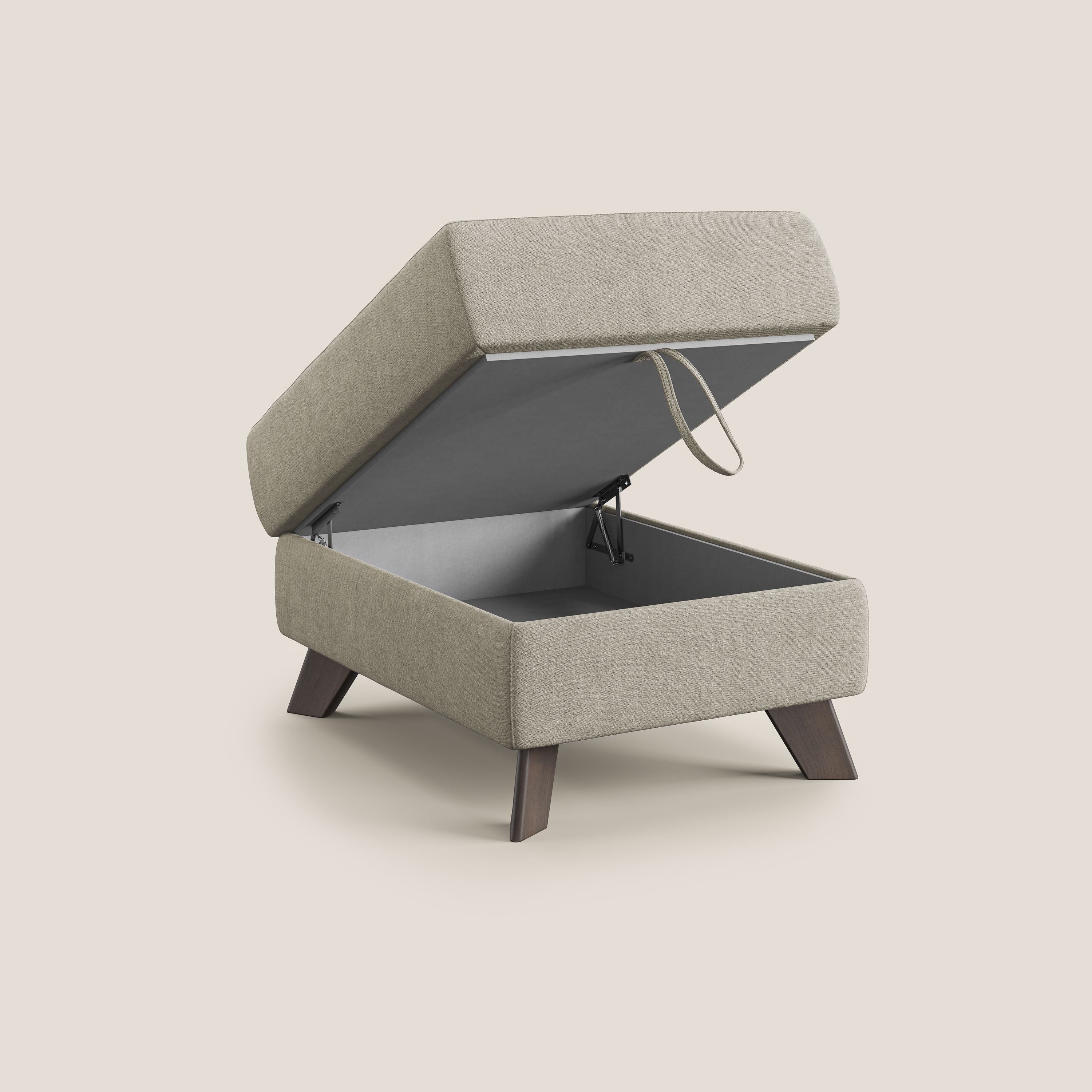 Moon Pouf coffre aux pieds hauts et tissu doux imperméable T02 crème - Image 2