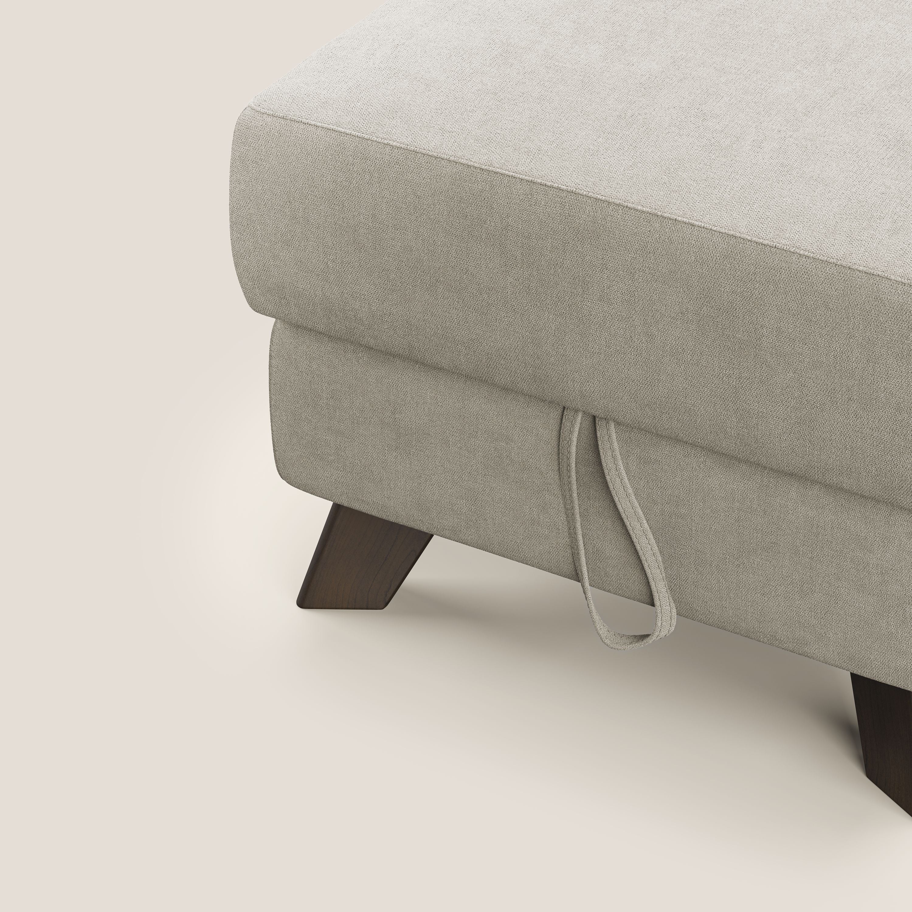 Moon Pouf coffre aux pieds hauts et tissu doux imperméable T02 crème - Image 6
