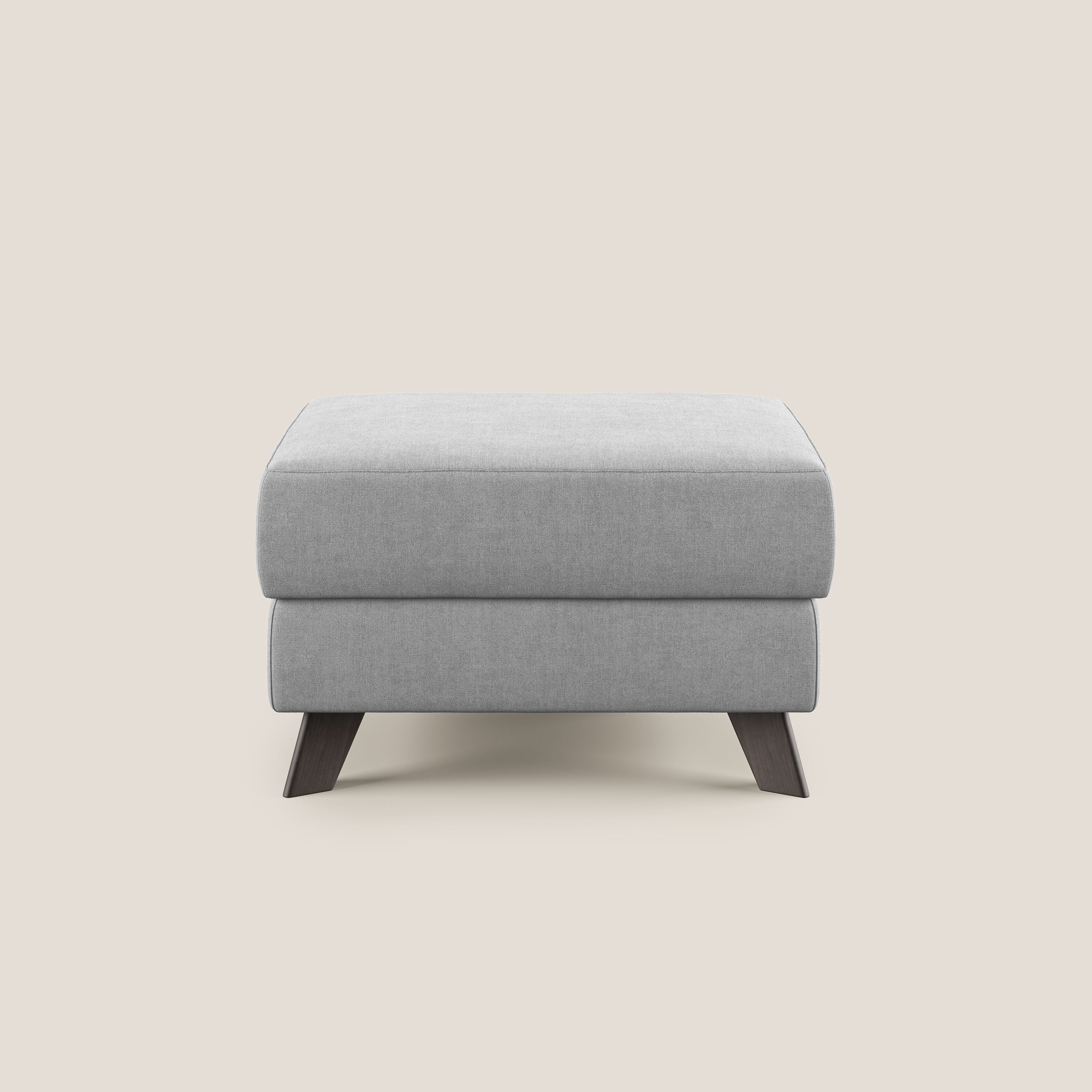 Moon Pouf coffre aux pieds hauts et tissu doux imperméable T02 gris clair