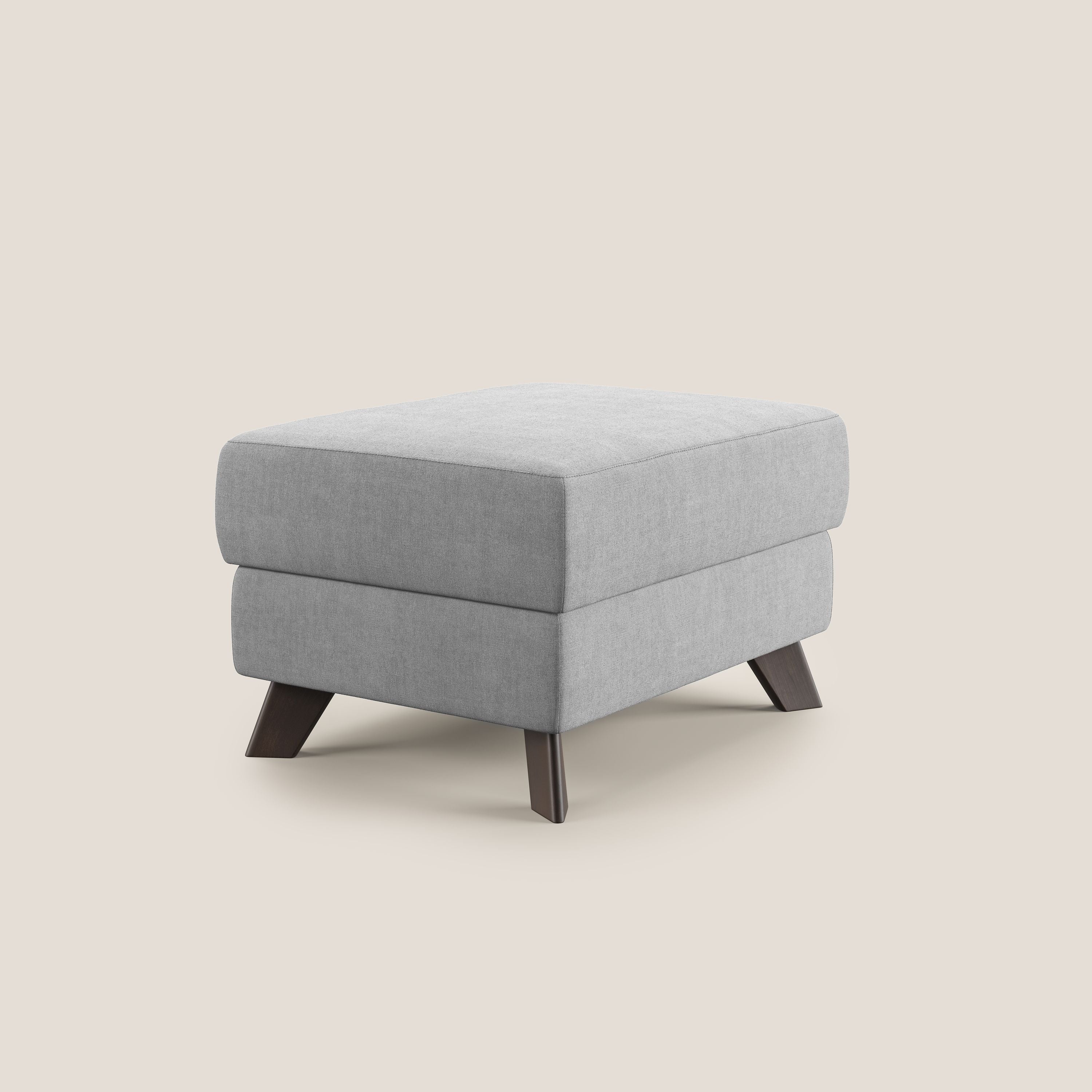 Moon Pouf coffre aux pieds hauts et tissu doux imperméable T02 gris clair - Image 3