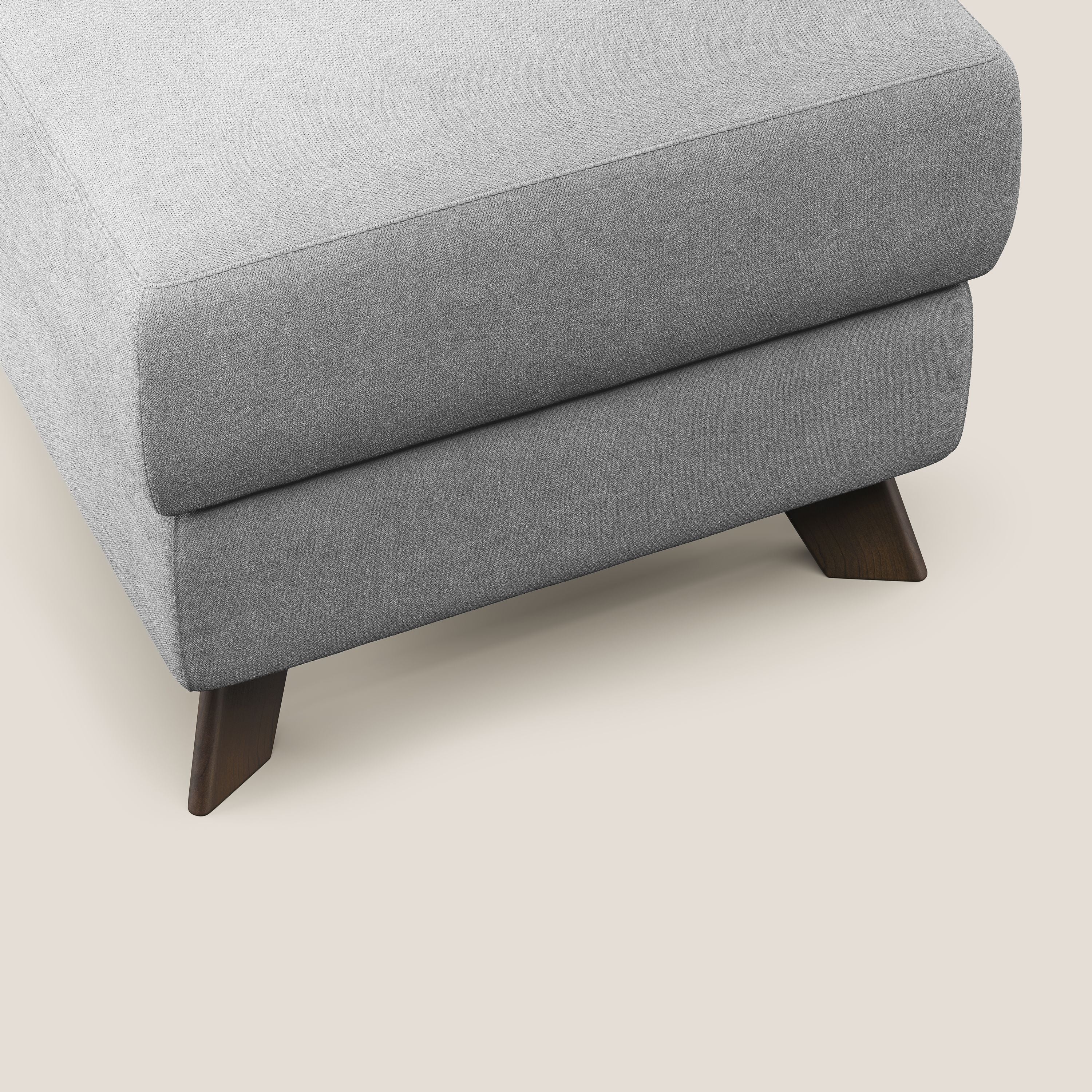 Moon Pouf coffre aux pieds hauts et tissu doux imperméable T02 gris clair - Image 5