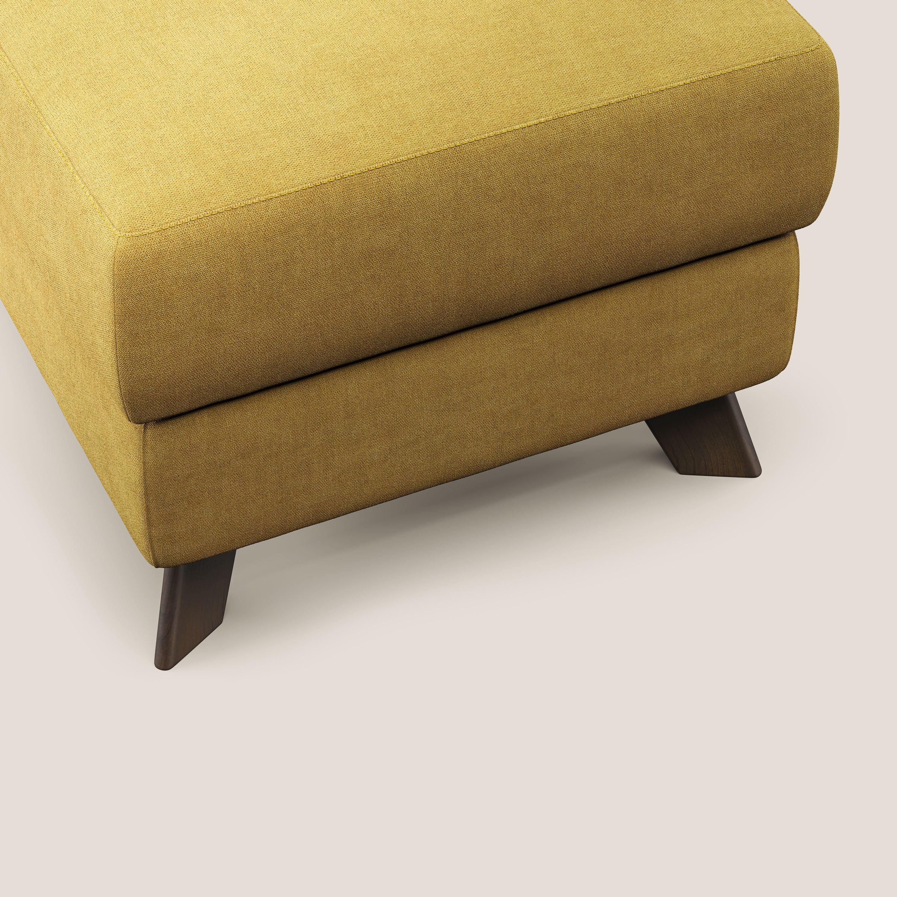 Moon Pouf coffre aux pieds hauts et tissu doux imperméable T02 jaune - Image 6