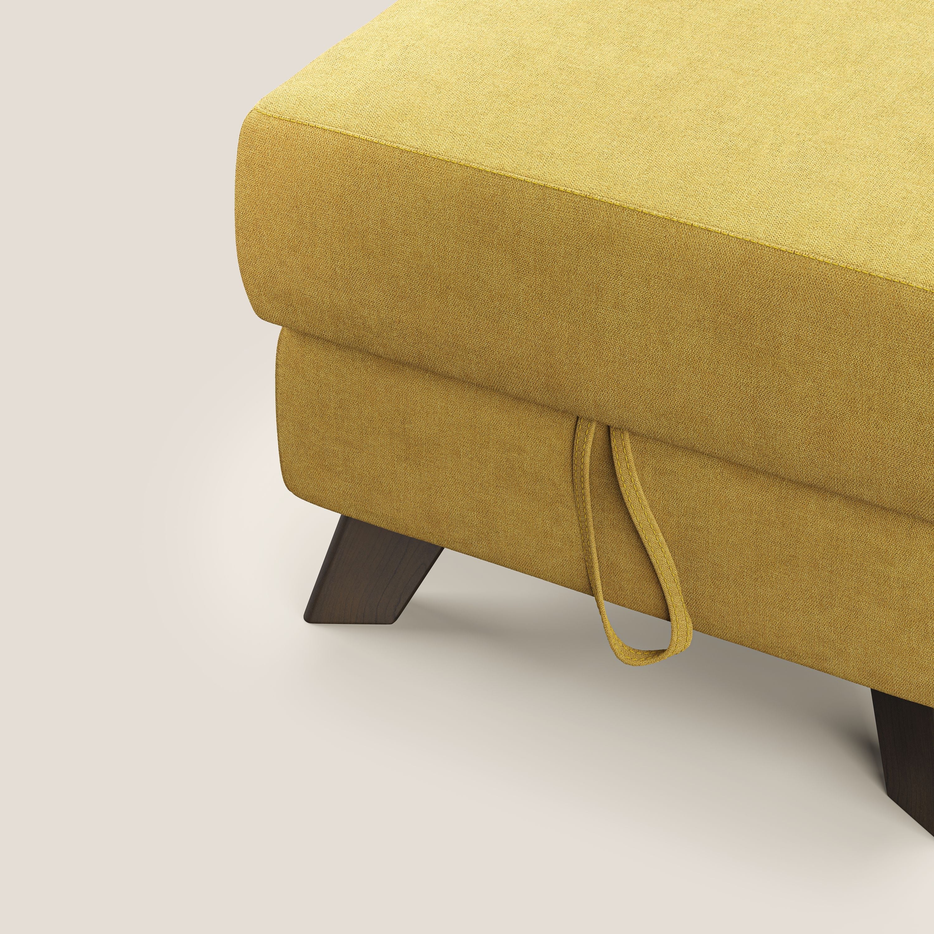 Moon Pouf coffre aux pieds hauts et tissu doux imperméable T02 jaune - Image 7