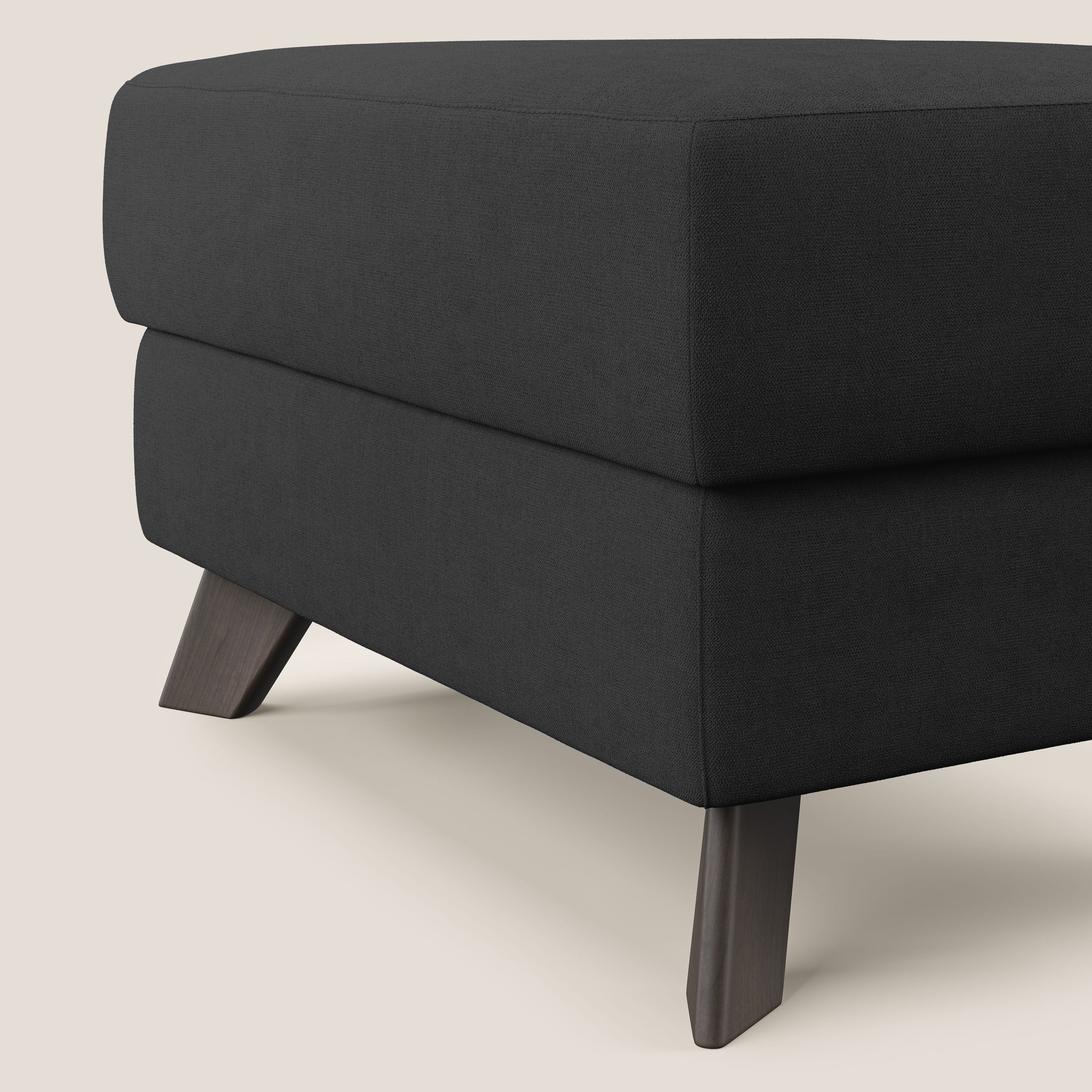 Moon Pouf coffre aux pieds hauts et tissu doux imperméable T02 noir - Image 4