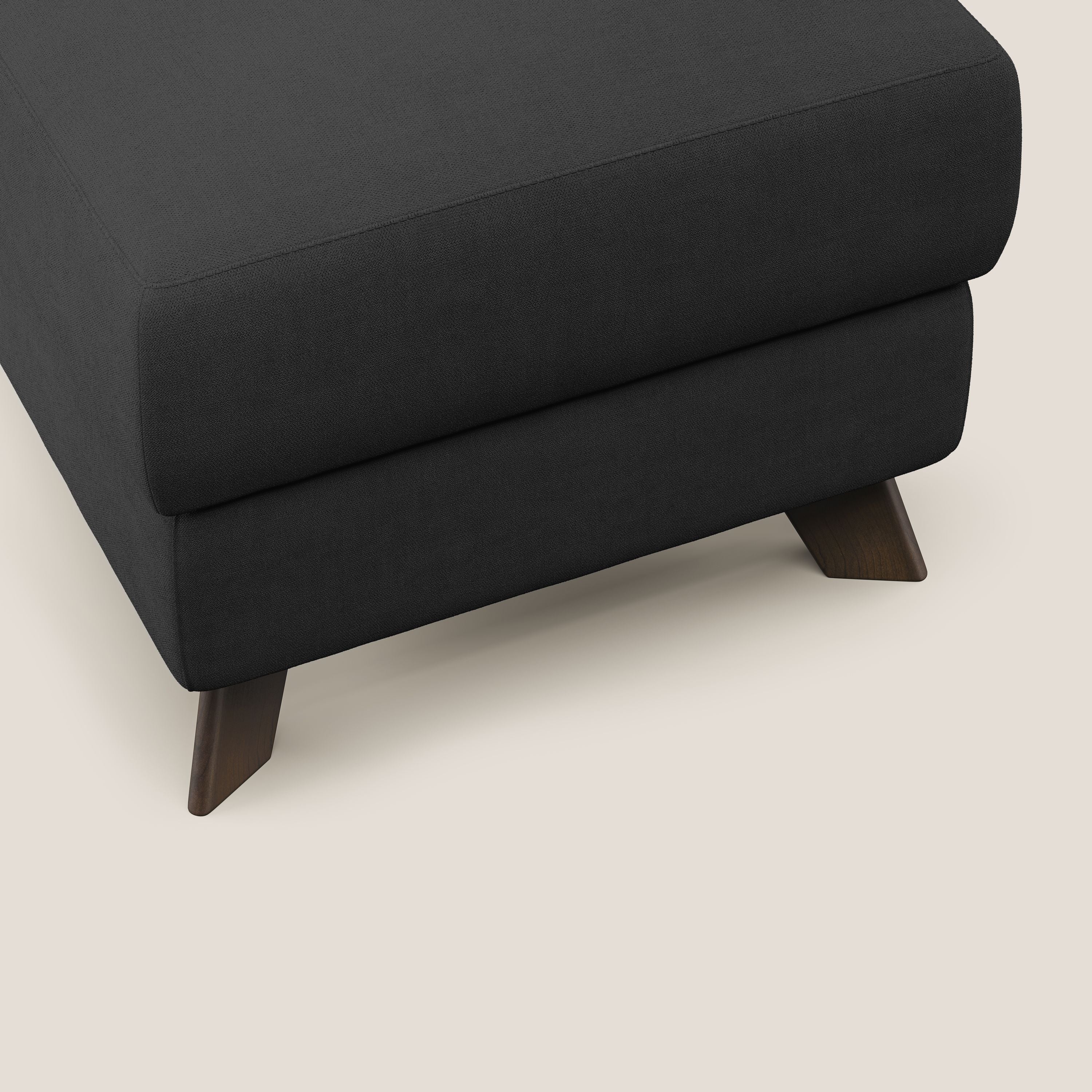 Moon Pouf coffre aux pieds hauts et tissu doux imperméable T02 noir - Image 5