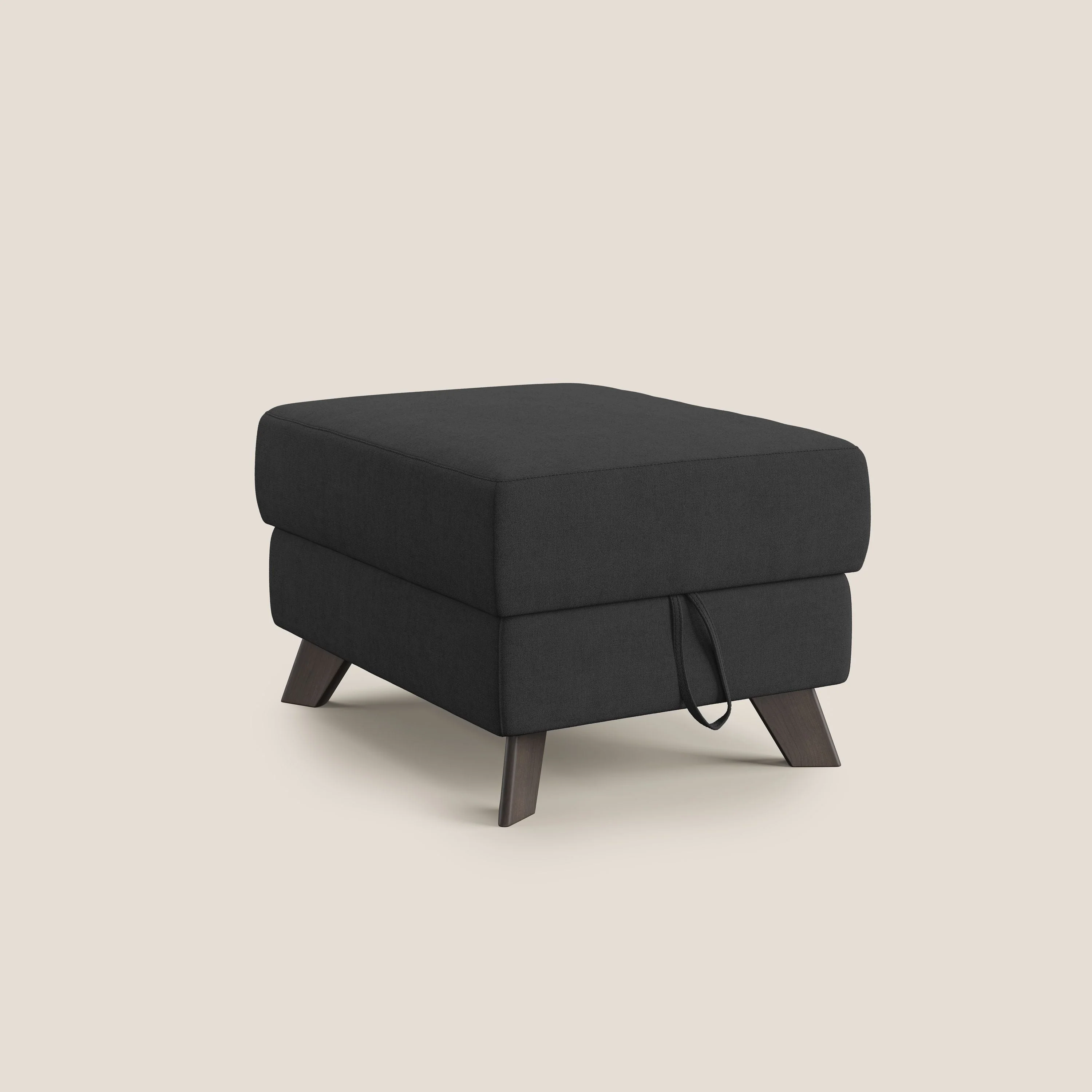 Moon Pouf coffre aux pieds hauts et tissu doux imperméable T02 noir - Image 8
