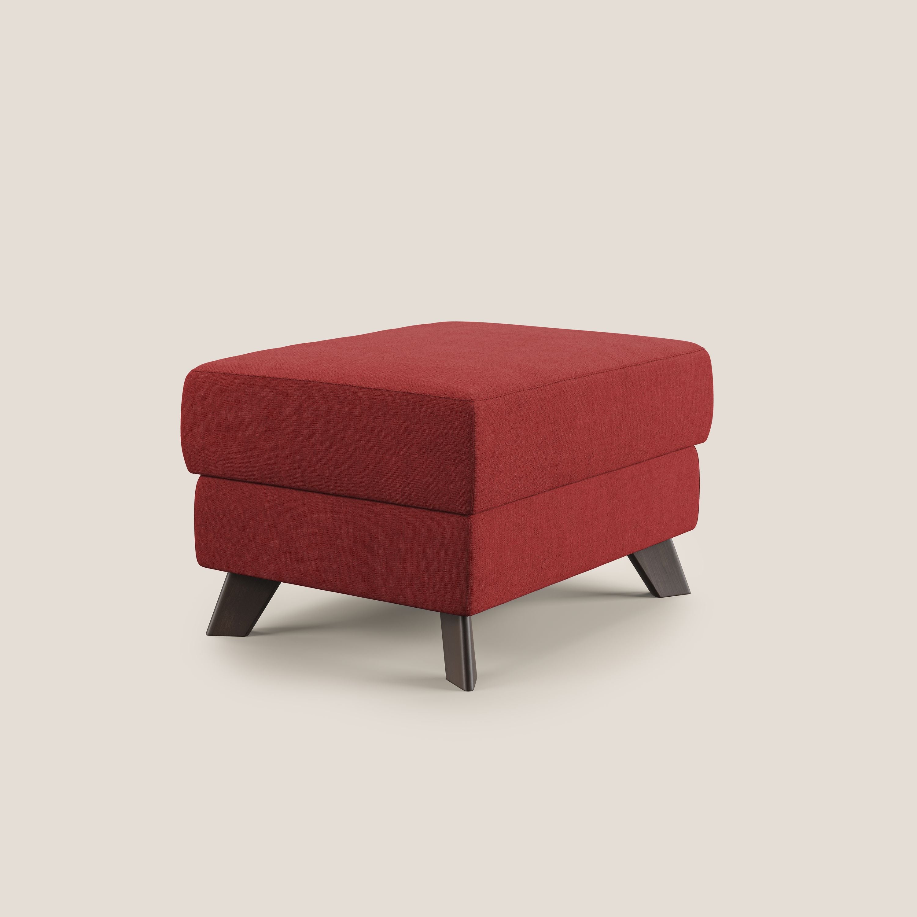 Moon Pouf coffre aux pieds hauts et tissu doux imperméable T02 rouge - Image 3