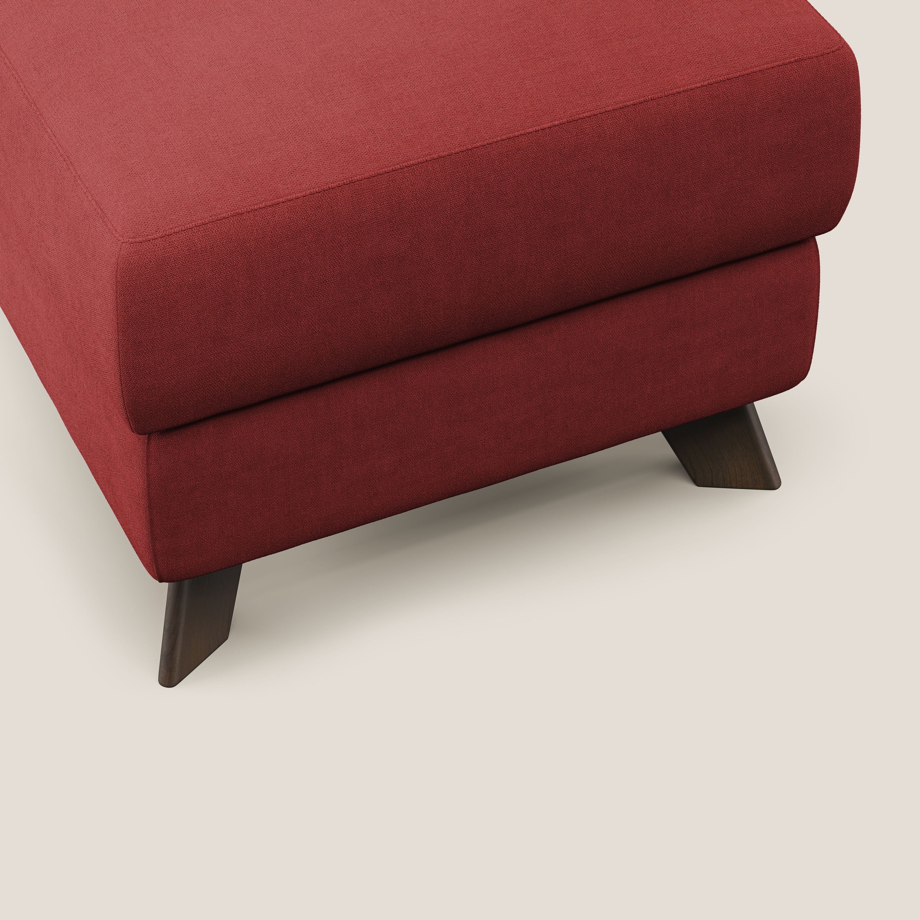 Moon Pouf coffre aux pieds hauts et tissu doux imperméable T02 rouge - Image 5