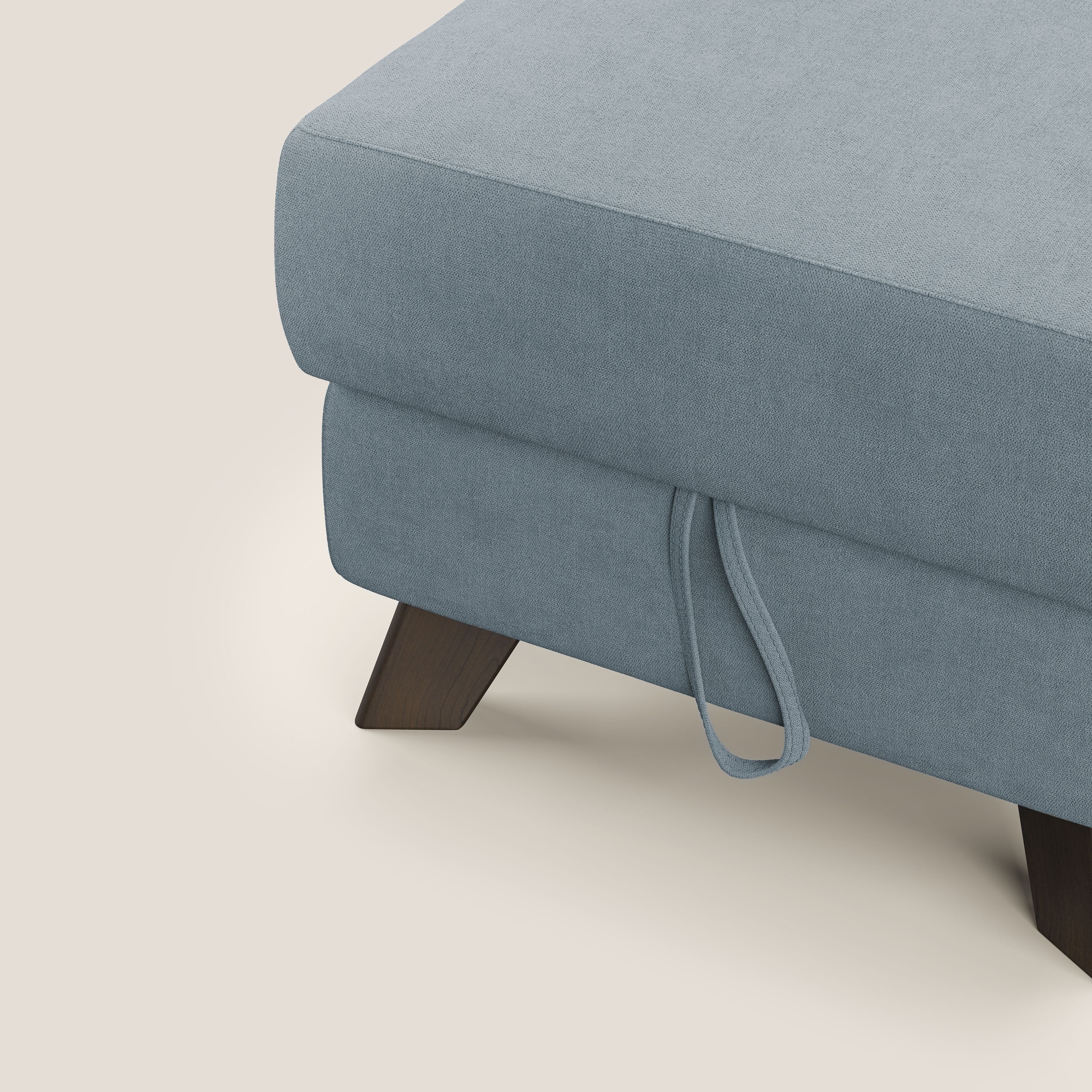 Moon Pouf coffre aux pieds hauts et tissu doux imperméable T02 sucre glace - Image 6