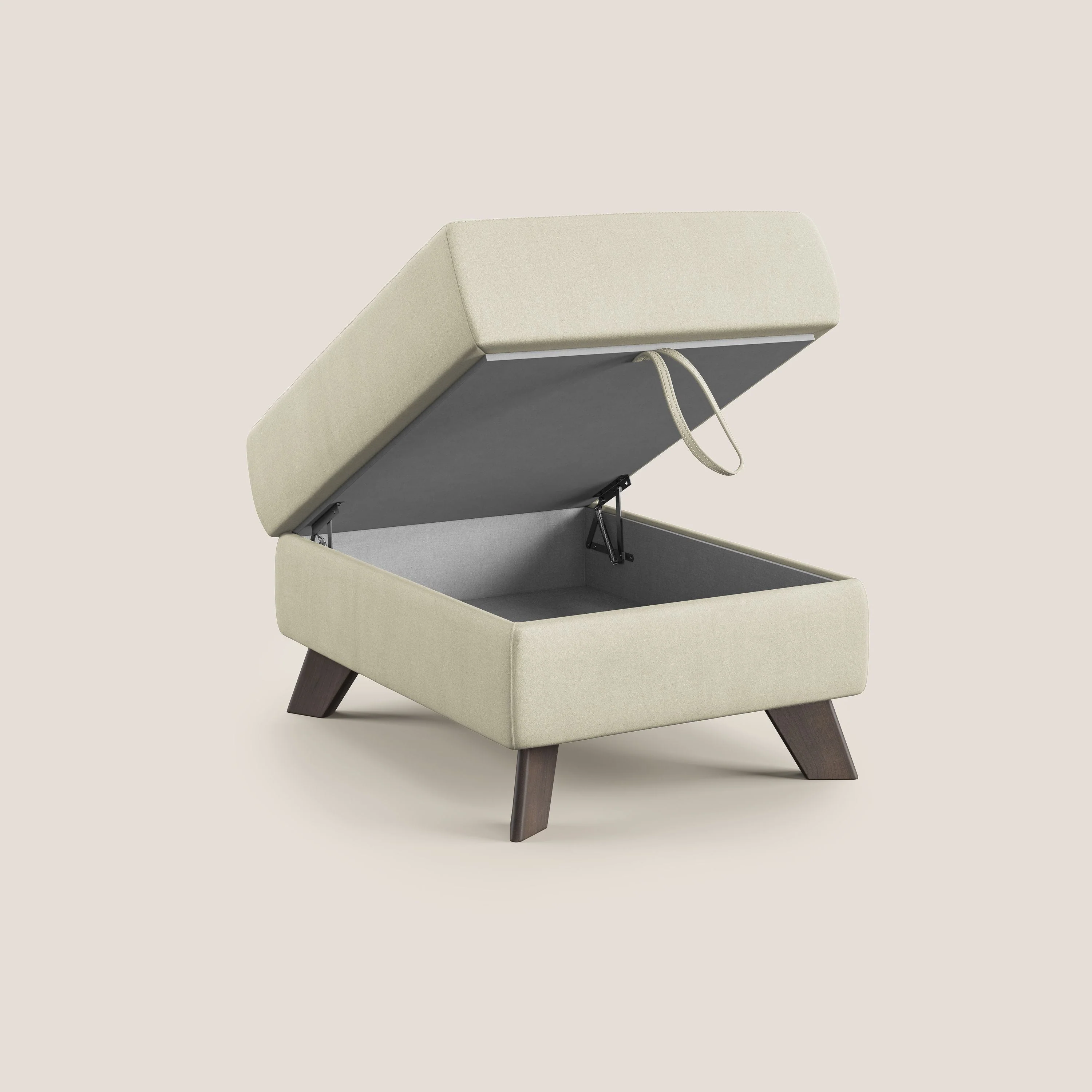 Moon Pouf coffre aux pieds hauts en microfibre imperméable T11 crème - Image 2