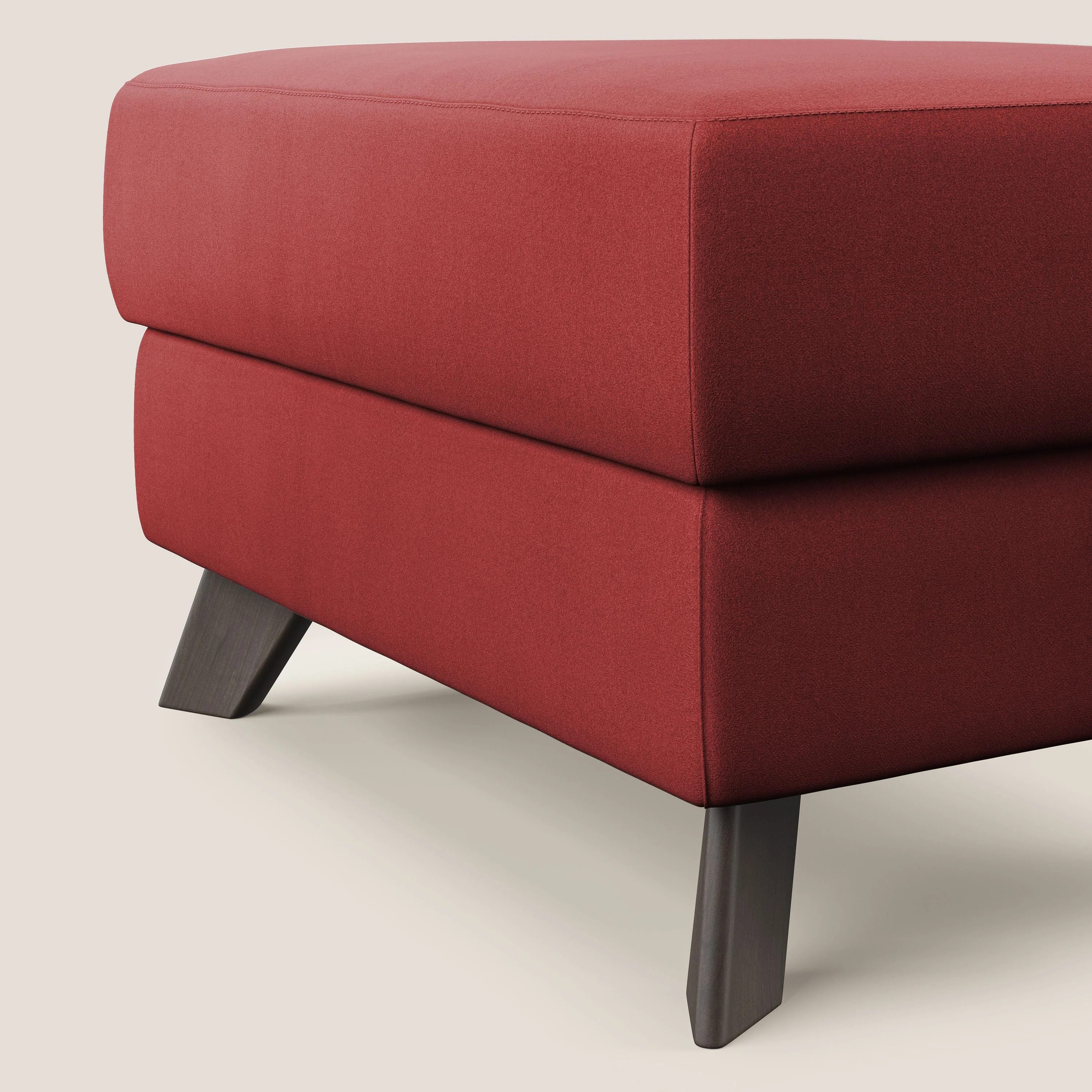 Moon Pouf coffre aux pieds hauts en microfibre imperméable T11 rouge - Image 4